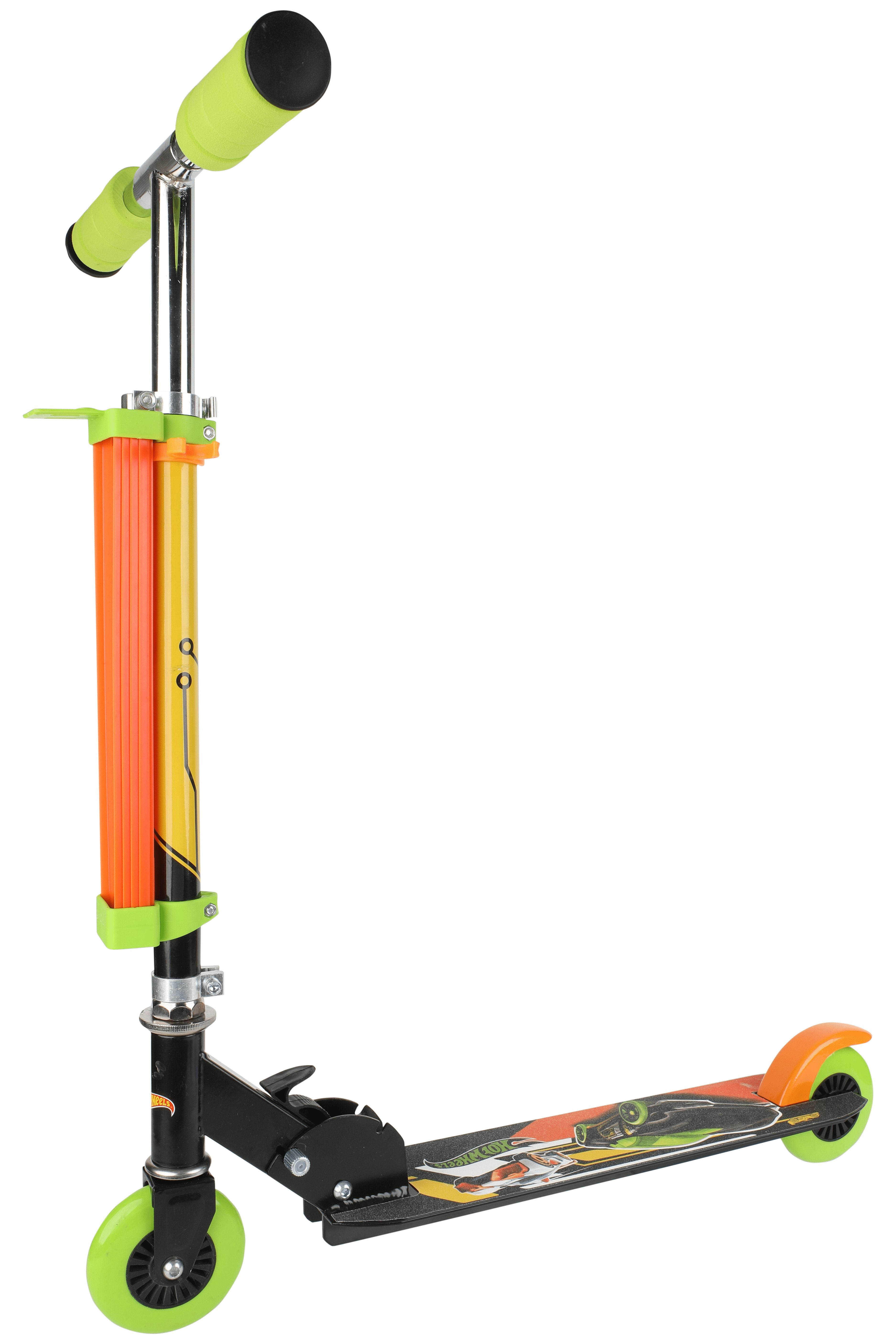 Hot Wheels 2 Wheel Kick Scooter with Bonus Cars and Race Track, Kids Scooter for Ages 6+