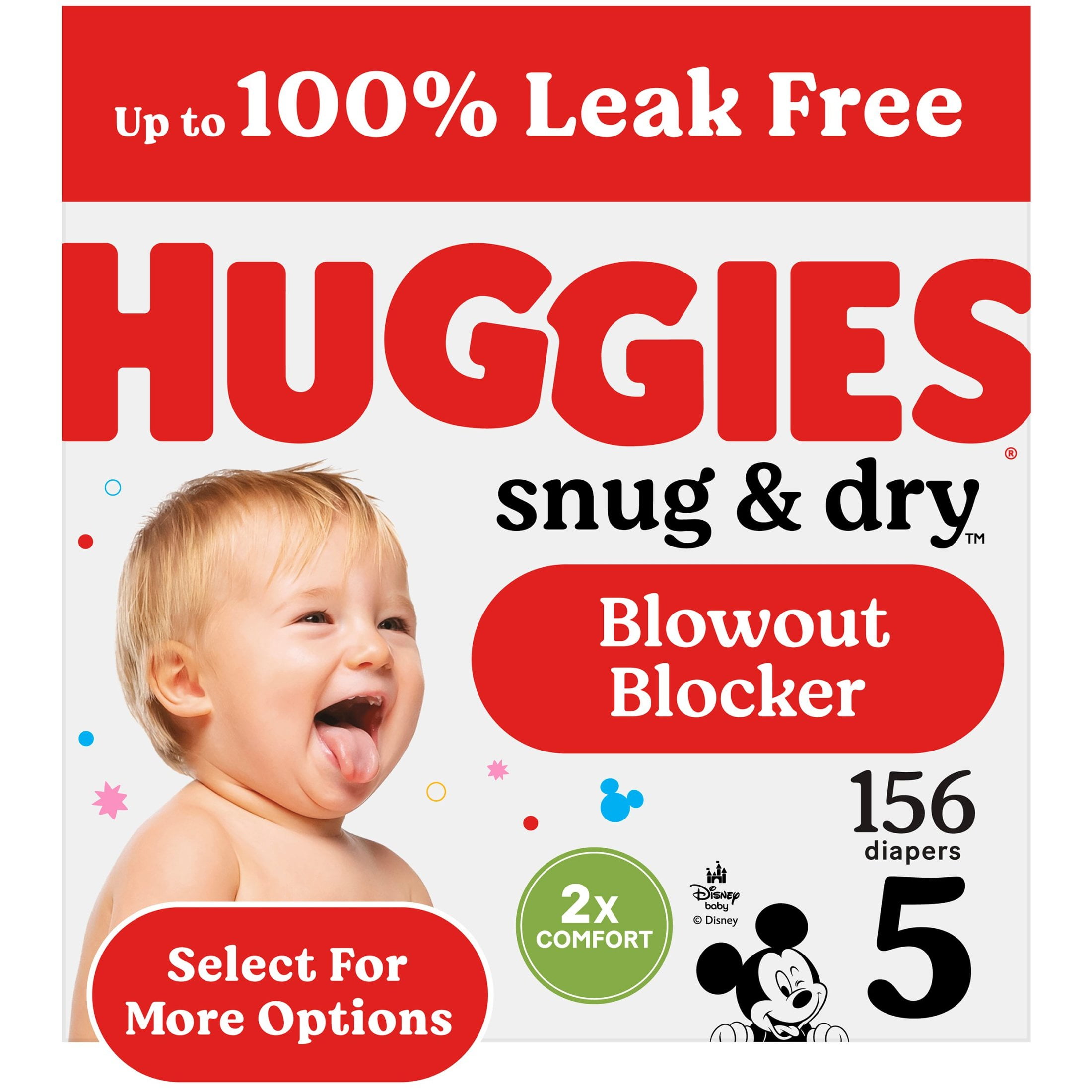 Huggies Snug & Dry Baby Diapers, Size 5 (27+ lbs), 156 Ct (Select for More)