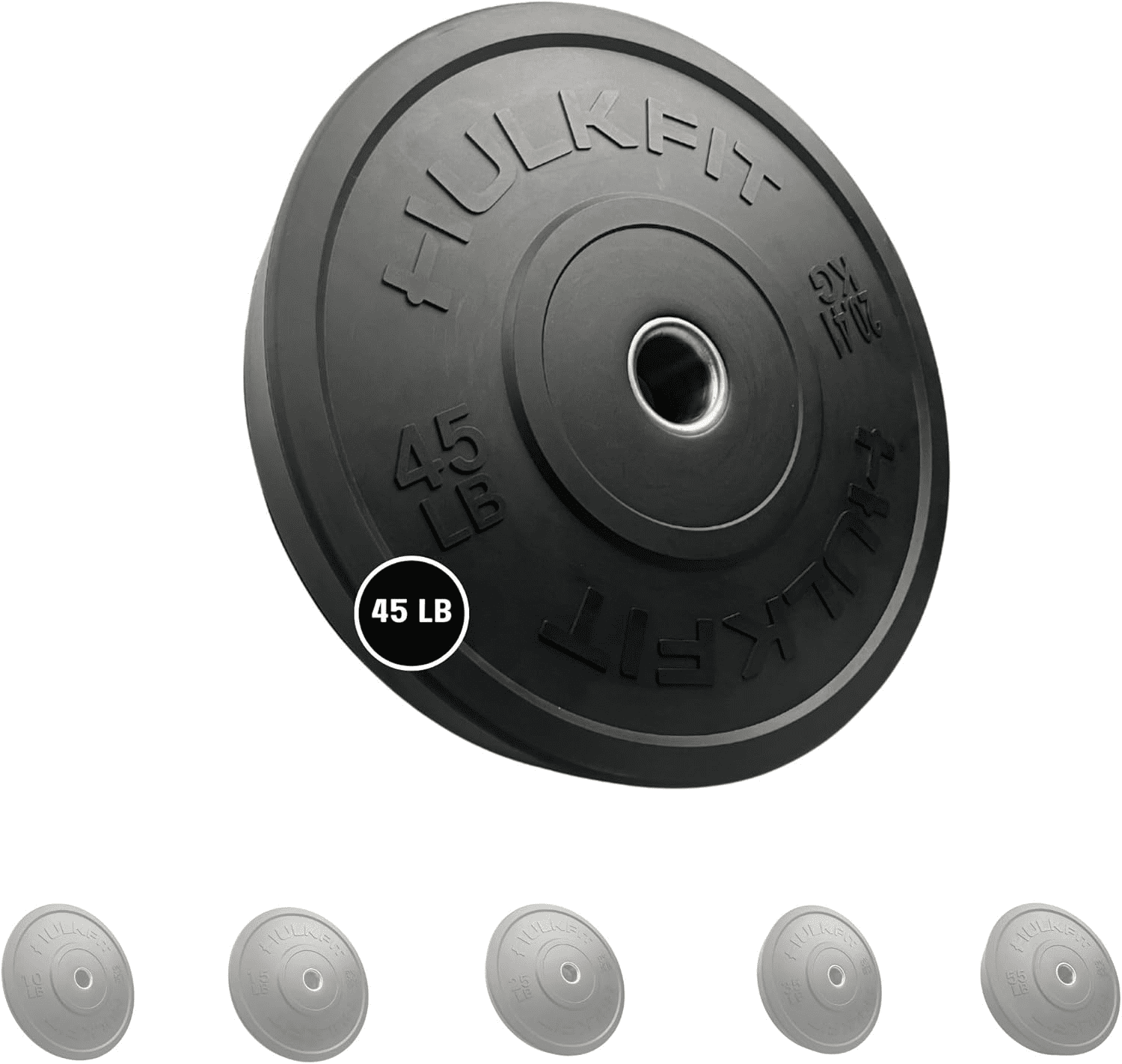 Hulkfit 2” Olympic Shock Absorbing Bumper Weight Plates - 45lb (Single)