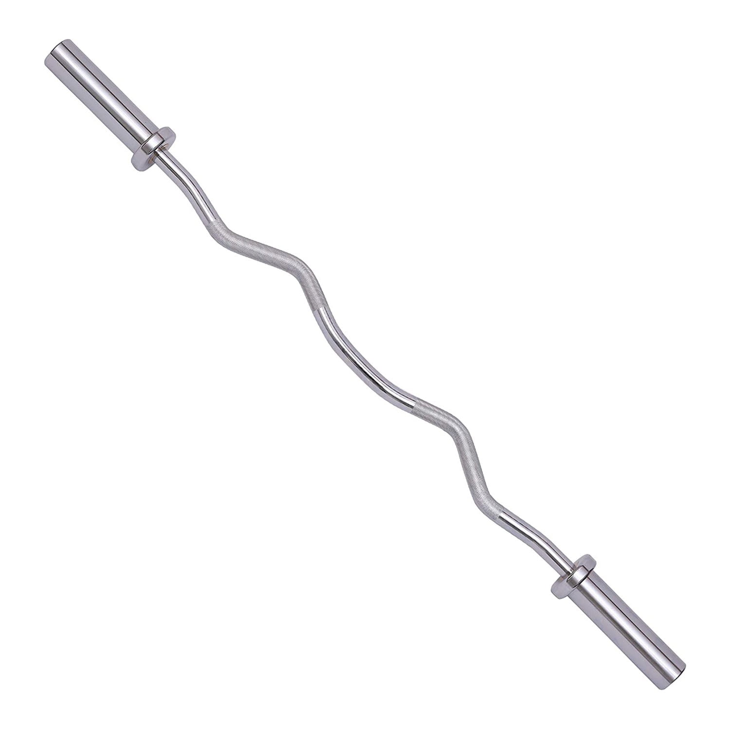 HulkFit Solid Steel 48 Inch Olympic Super Curl Barbell Weightlifting Bar, Chrome