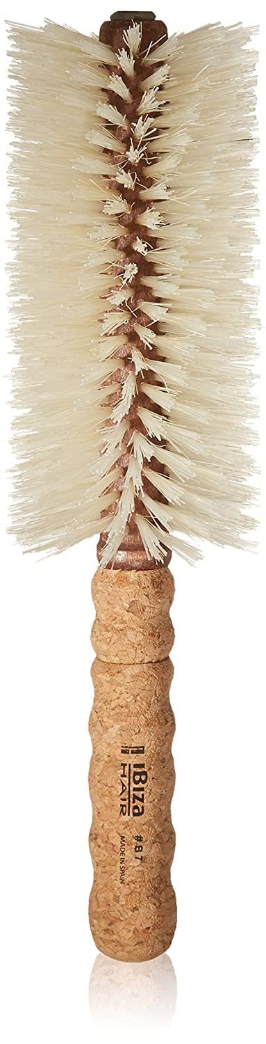 Ibiza Hair Brush - B7 Boar Bristle Round Hair Brush for Fine or Color Treated Hair - Salon Quality - Heat Resistant 70mm Round Brush with Long Barrel