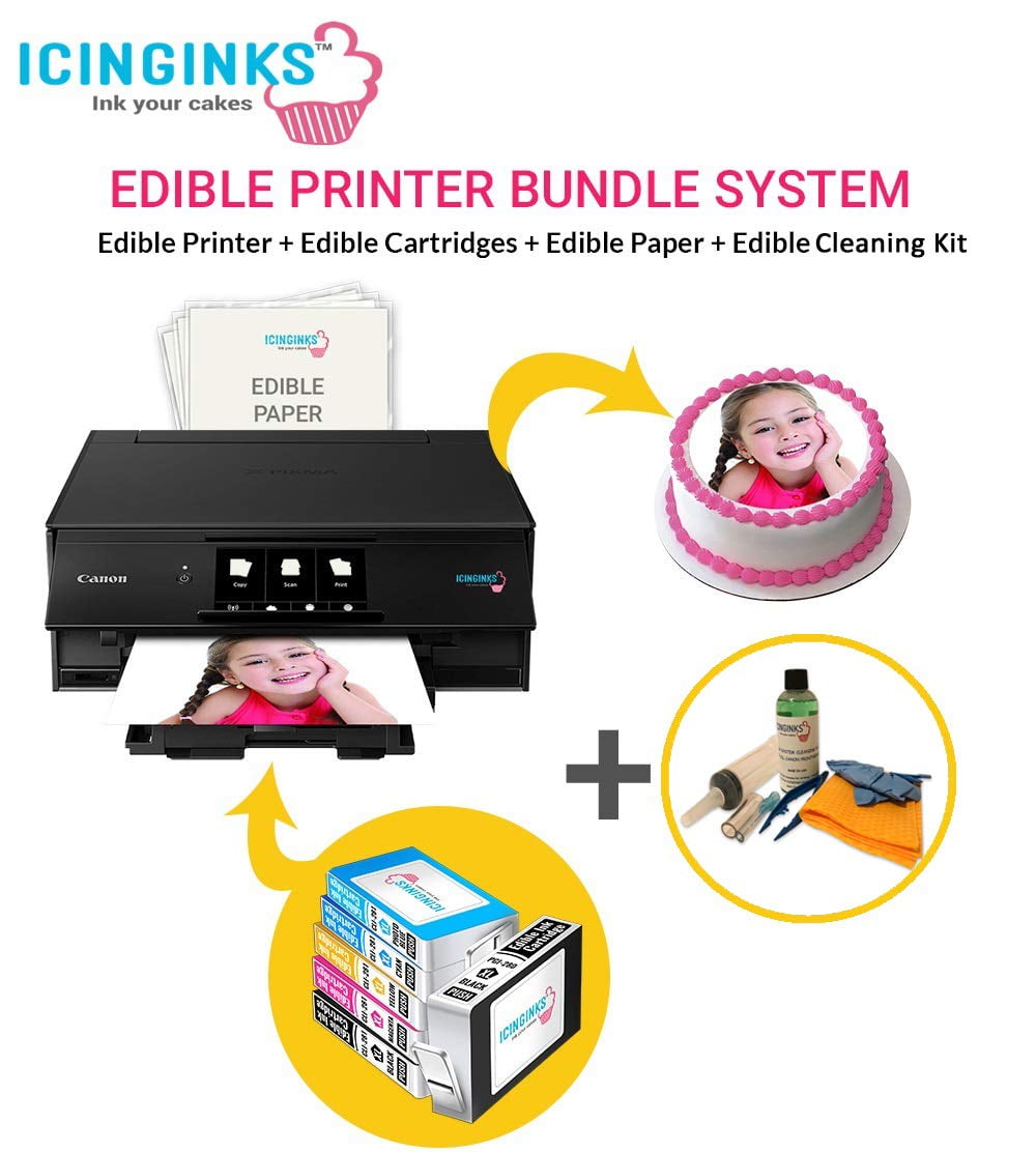 Icinginks Canon Pixma Edible Printer Bundle with Edible Ink Cartridges, Edible Paper & Cleaning Kit