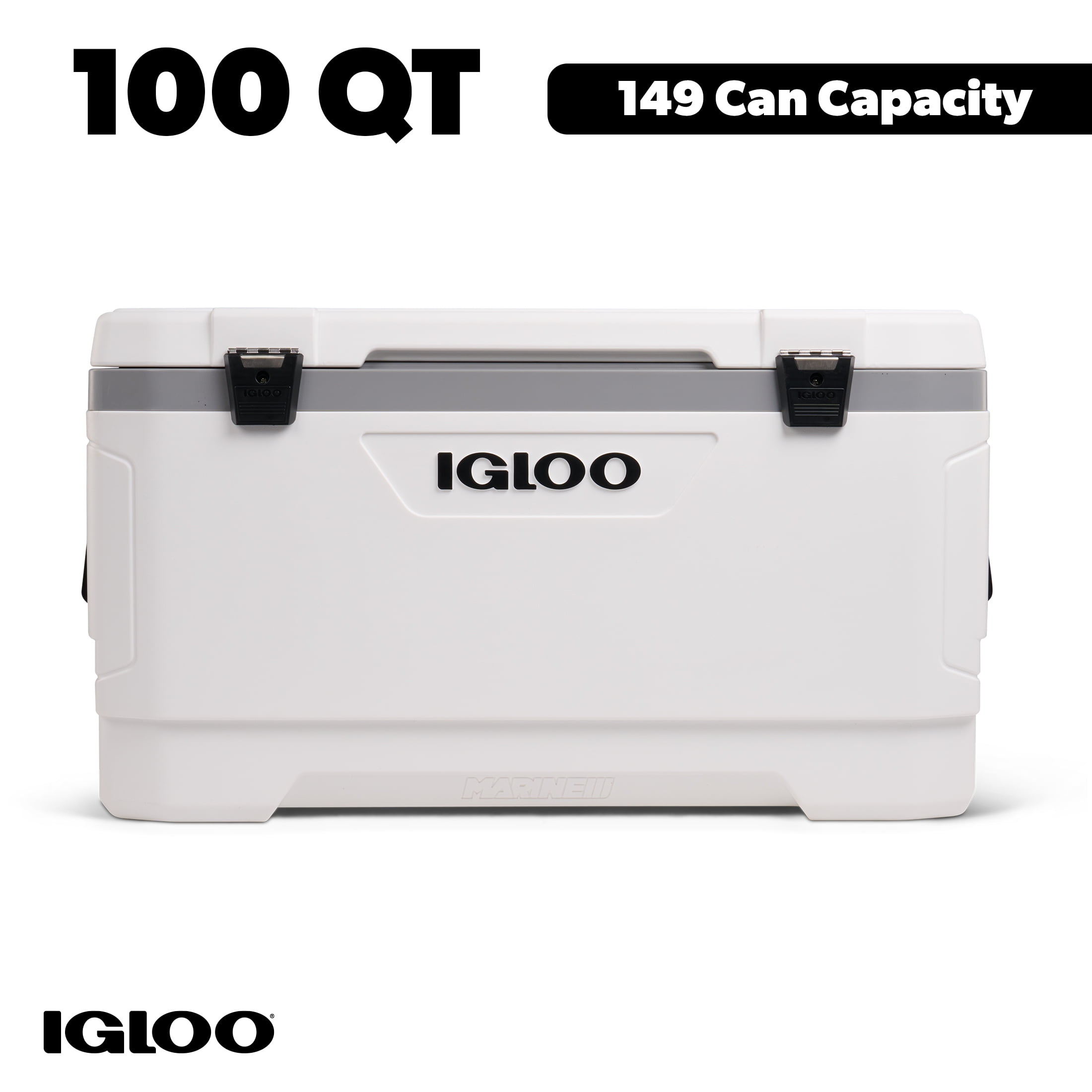 Igloo 100 QT Latitude Marine Ultra Hard-Sided Cooler, White and Moonscape Gray