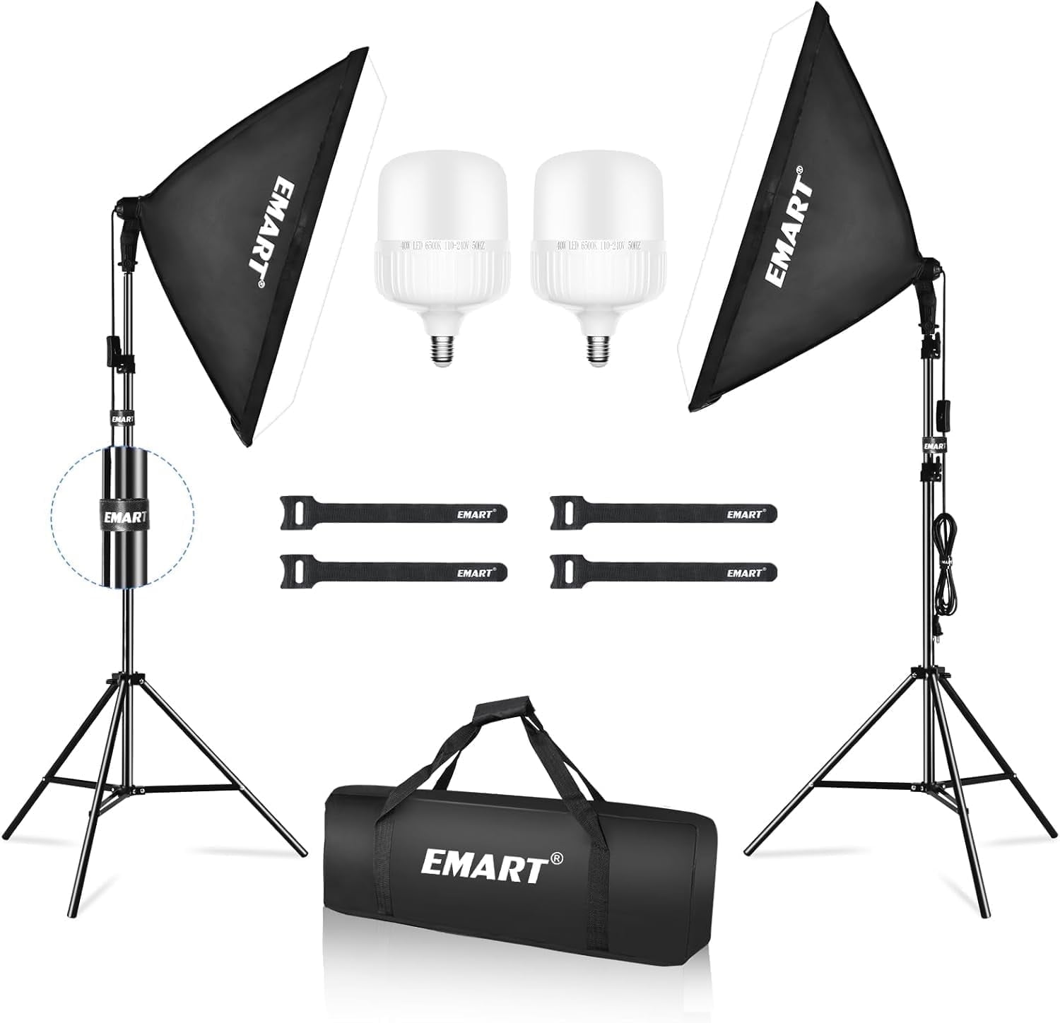 EMART Photography Softbox Lighting Kit, 20"×28" Soft Box Lights with Bulbs for Photography Studio