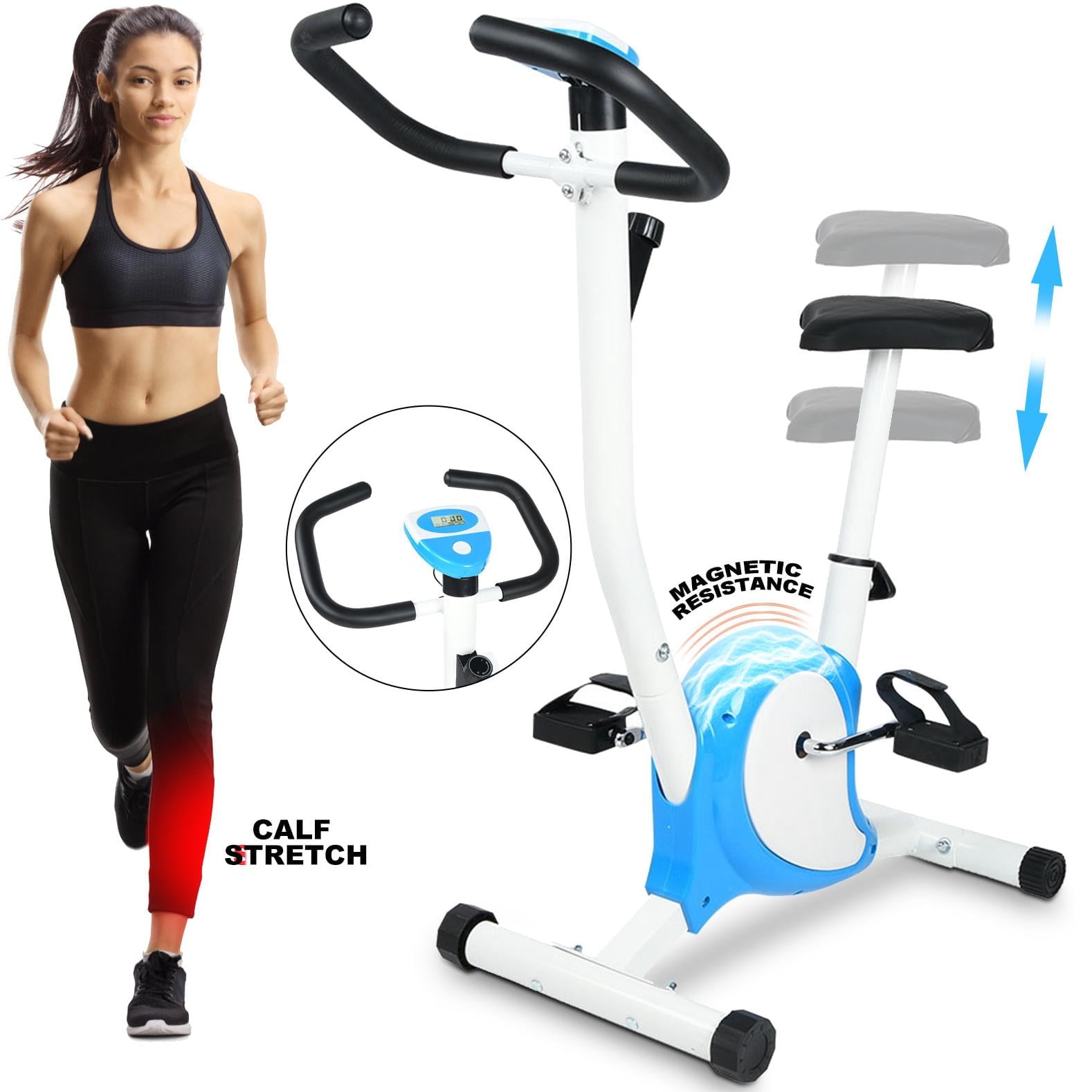 Indoor Cycling Bike, Magnetic Exercise Bike with Adjustable Resistance, Upright X-Bike Stationary Bike with Adjustable Seat/LCD Monitor for Indoor Cardio Workout Exercise Fitness, Max Holds 264 LBS