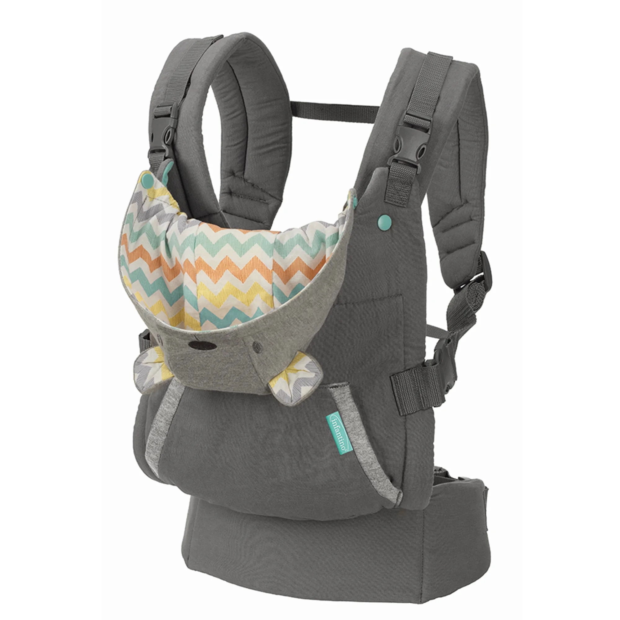 Infantino Cuddle up Ergonomic Hoodie Baby Carrier, 2-Position, 12-40lbs, Gray Bear