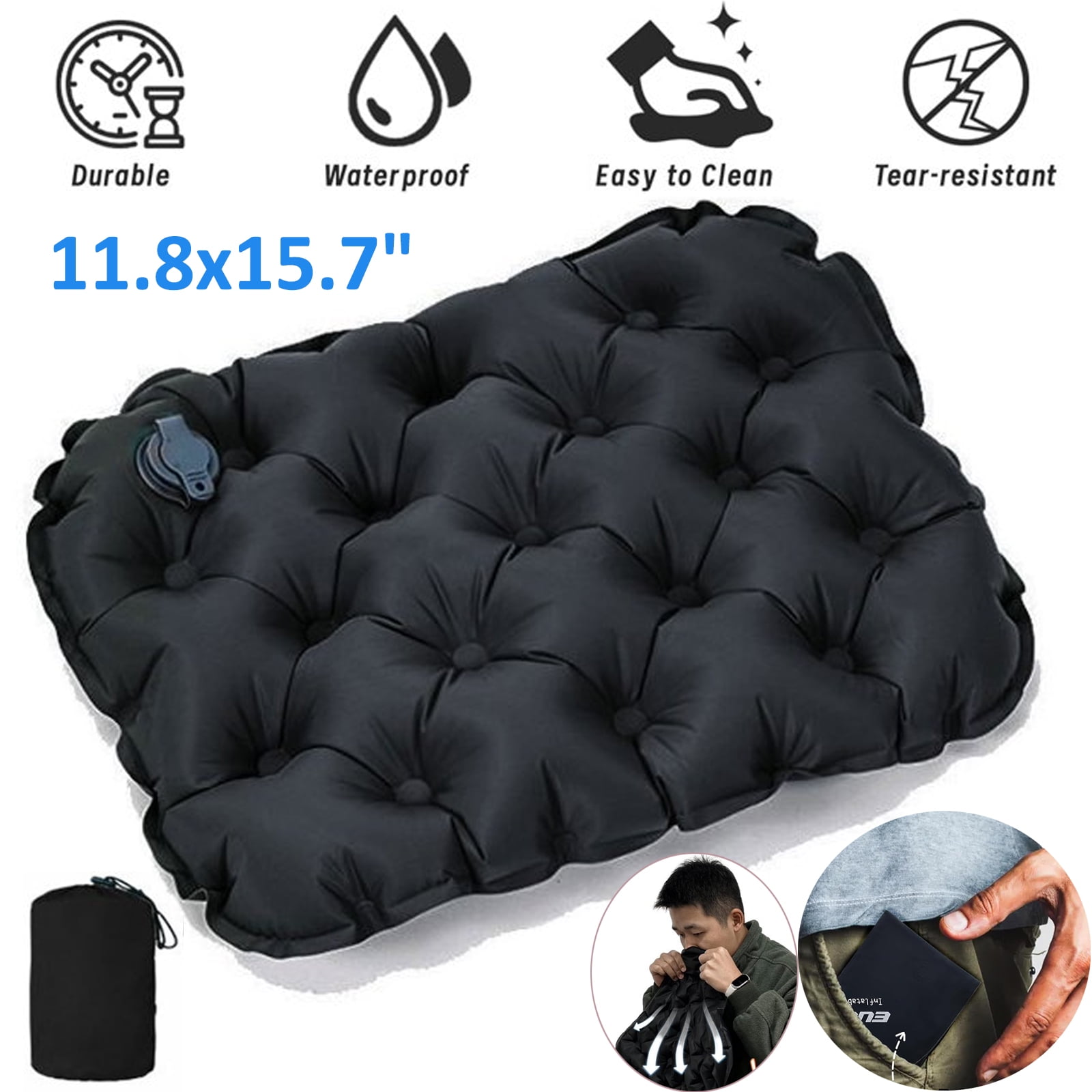 Inflatable Seat Cushion,Portable Lightweight Travel Air Sitting Pad - 17.3''x13.4''x2'',Moisture and Water Resistant Camping Chair Mat for Outdoor Office Stadium Bleacher Airplane Car
