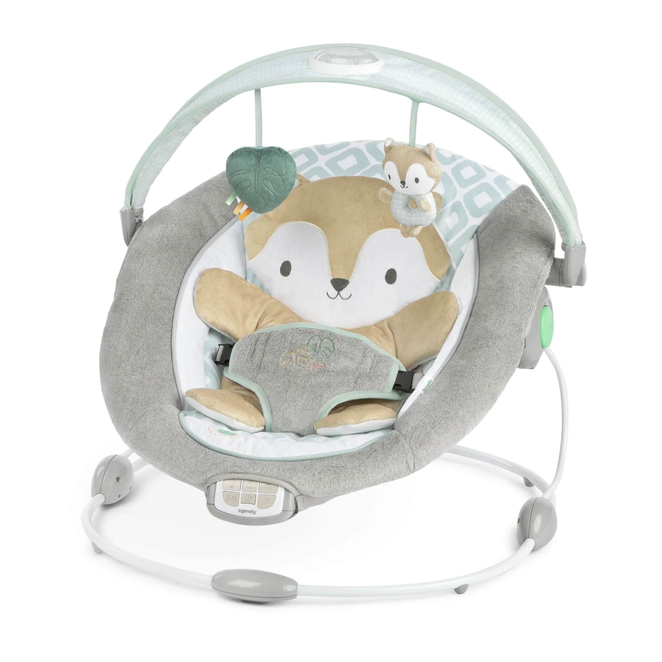 Ingenuity InLighten Baby Bouncer Seat with Light Up Toy Bar & Tummy Time Pillow, Unisex - Kitt