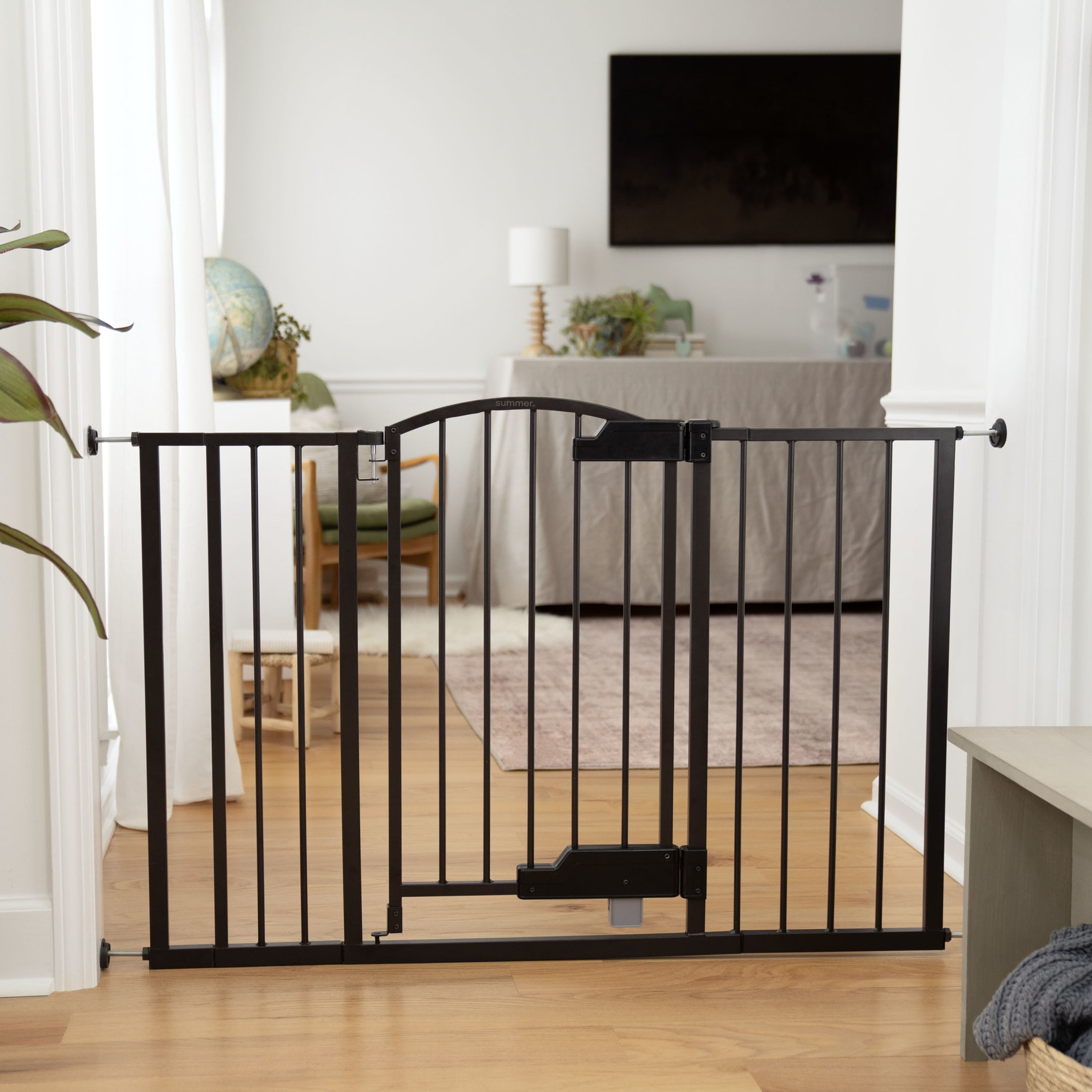 Ingenuity Thruway 52W Series Pet and Baby Gate, Espresso Metal, Openings from 27.5” to 52" Wide