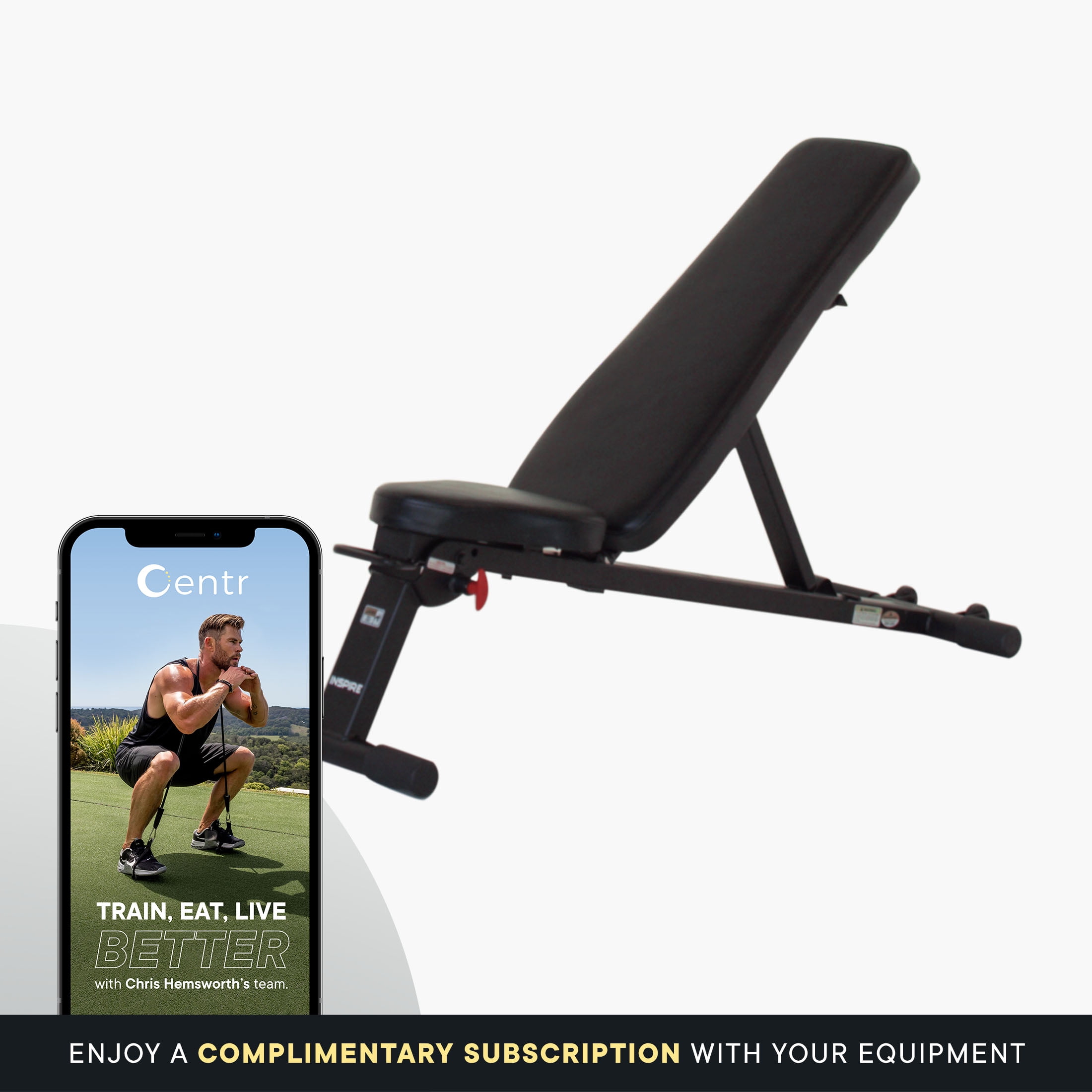 Inspire Fitness Heavy-Duty Folding Incline Decline Multi-Functional Weight Bench for Home Gym Strength Training, Black