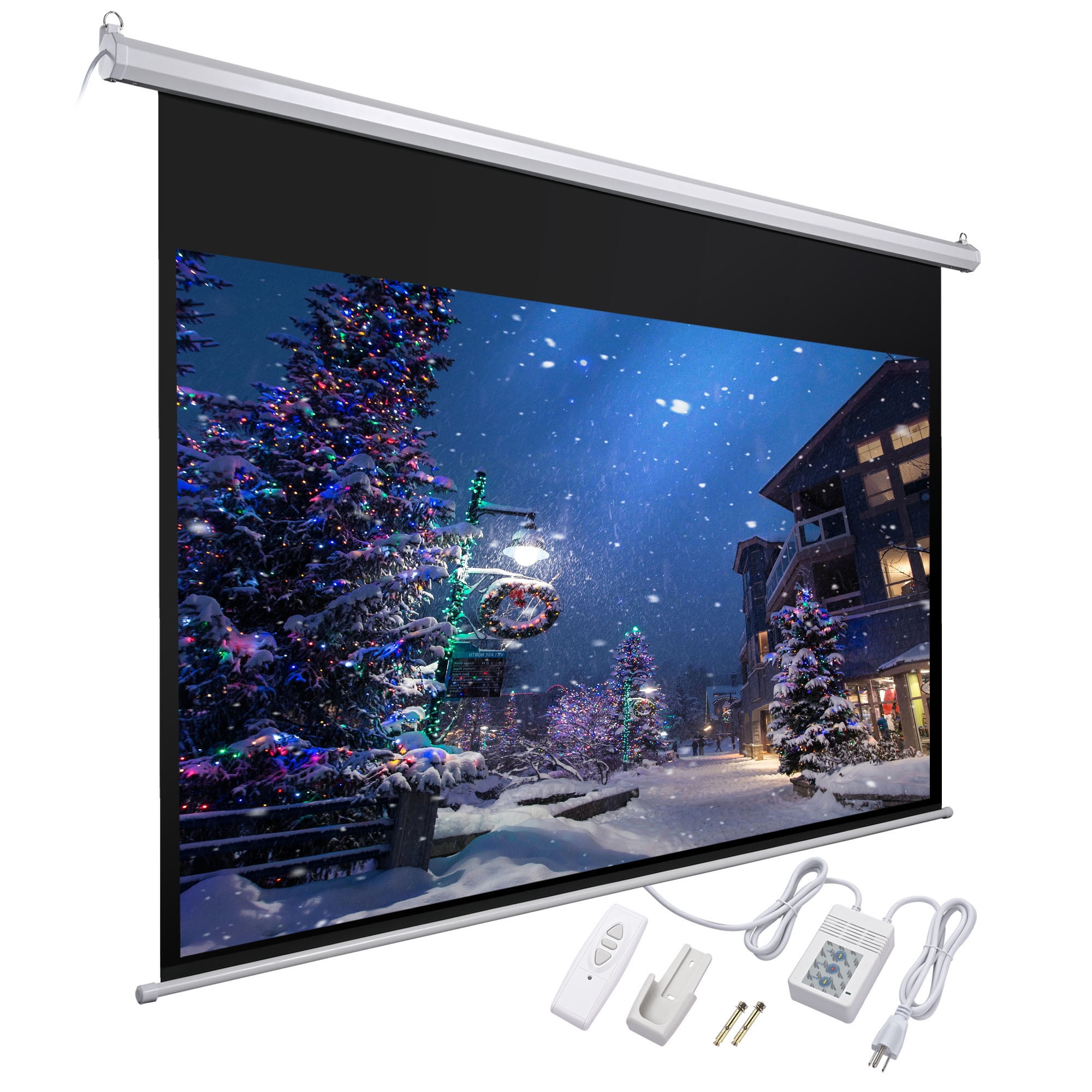 InstaHibit 92" Motorized Projection Screen with Remote Control 16:9 4K 3D HD Electric Projector Screen Wall Mounted Indoor Outdoor Movie Night