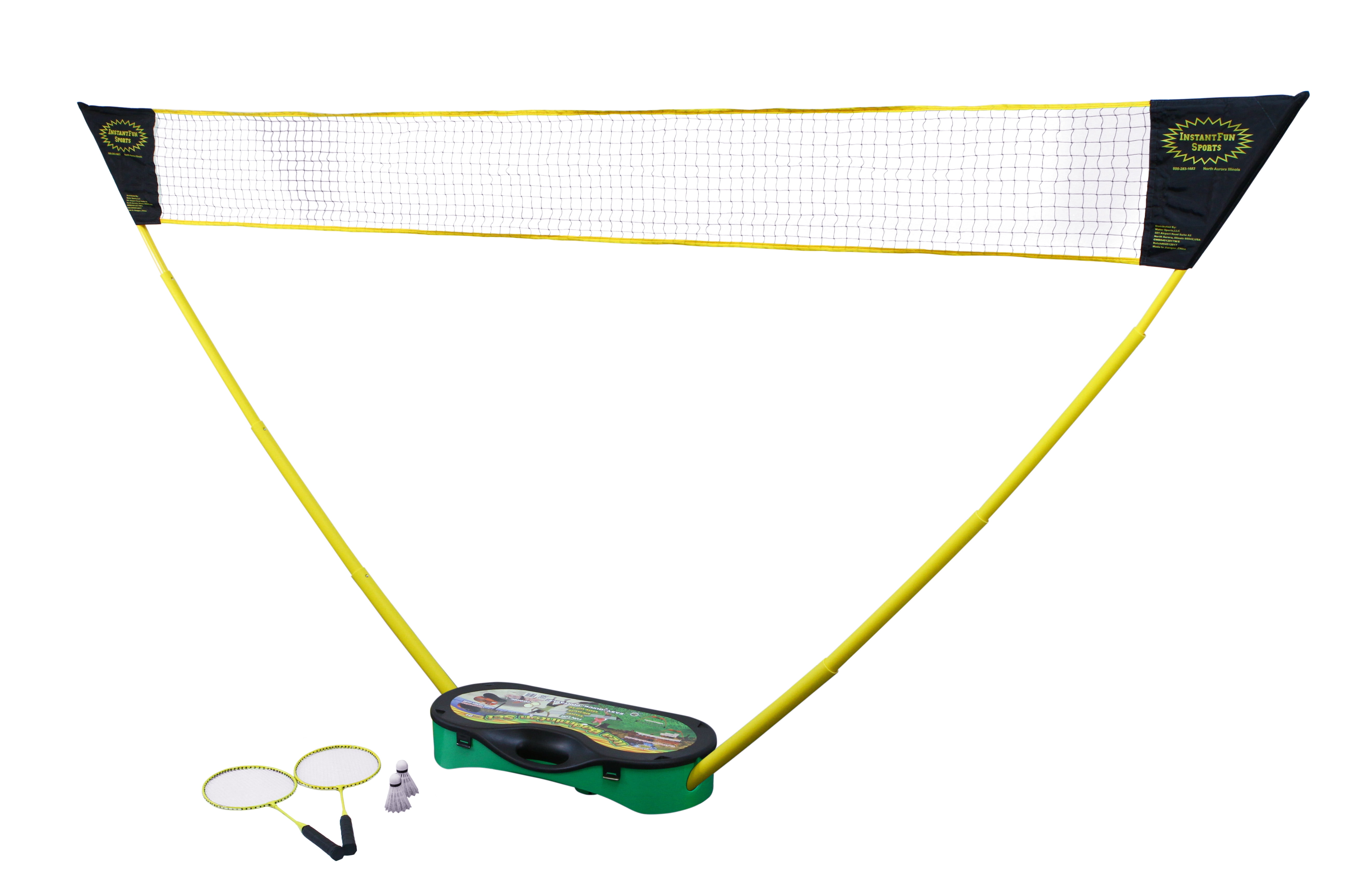 Itza Badminton Set W/ Net, Poles, 2 Rackets & Shuttlecocks, for Outdoor Use