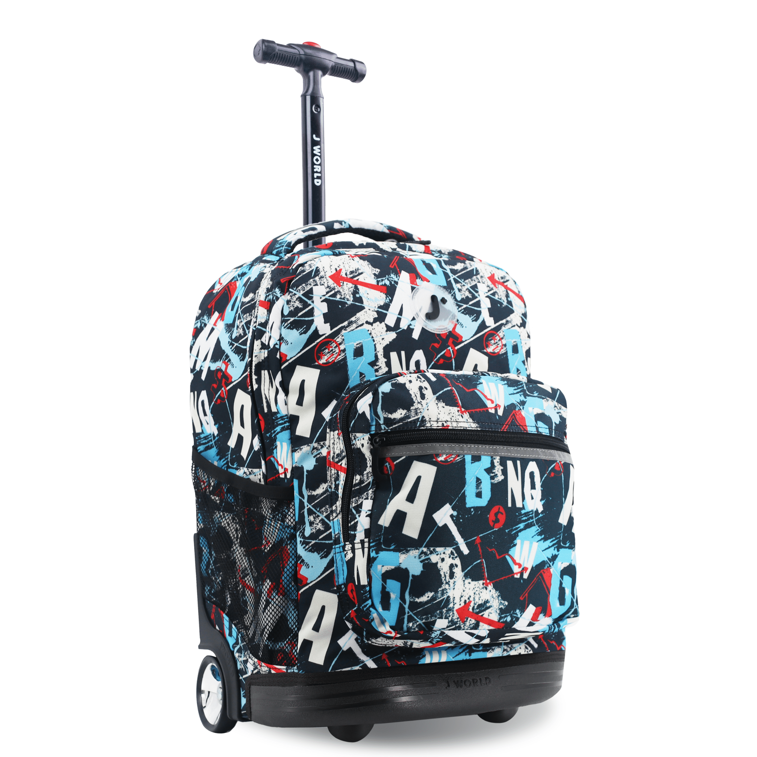 J World Boys and Girls Sunrise 18" Rolling Backpack for School and Travel, Graffiti