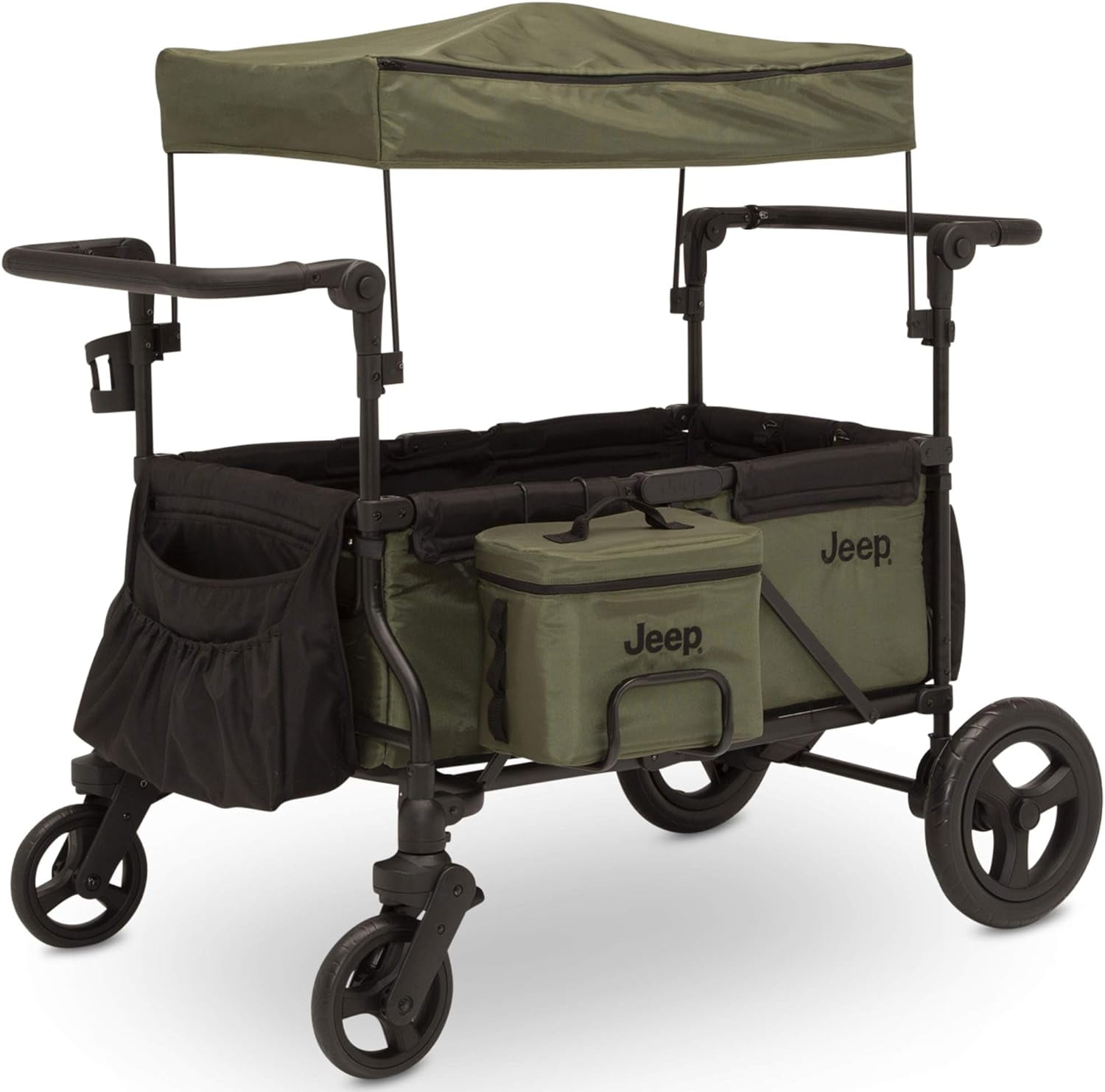 Jeep Deluxe Wrangler Wagon Stroller for 2 Kids with Cooler Bag, Parent Organizer & All-Terrain Wheels by Delta Children