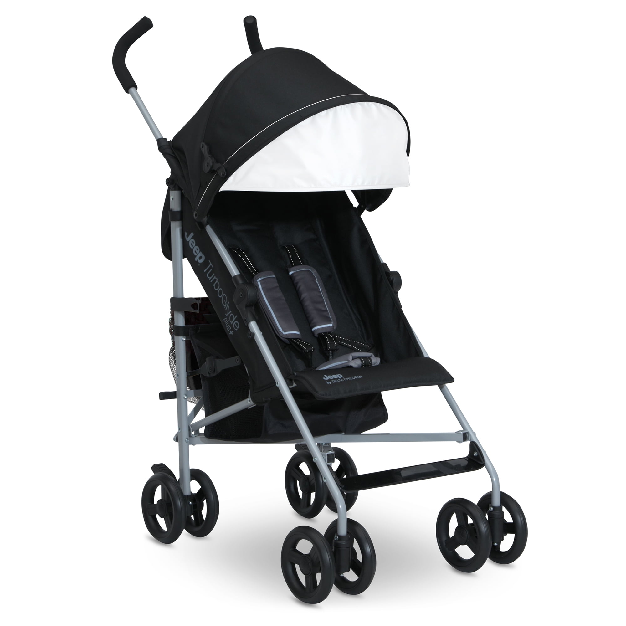 Jeep TurboGlyde Plus Stroller by Delta Children - Lightweight Travel Stroller Only Weighs 13.7 Pounds, Black