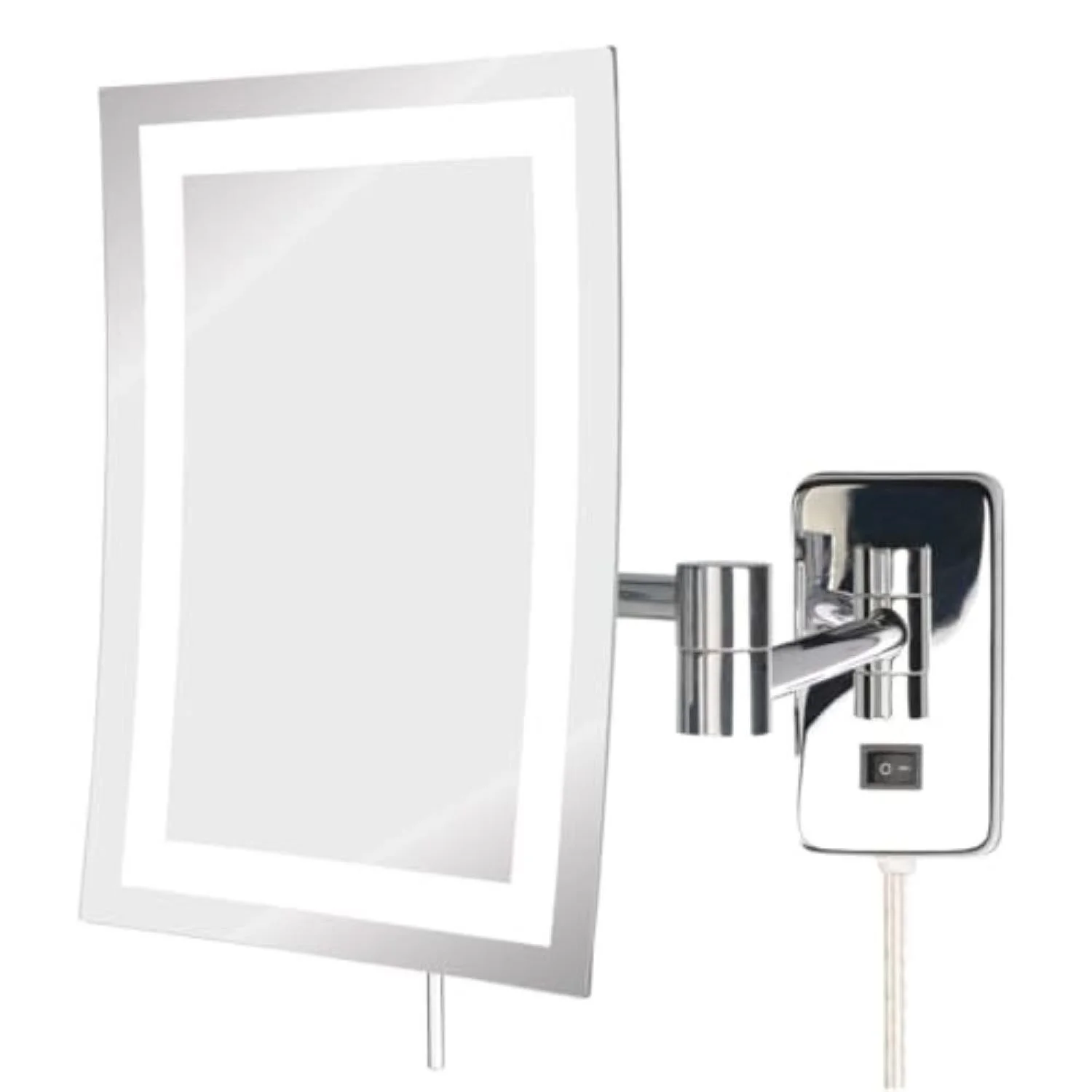 Jerdon 6.5-Inch x 9-Inch Rectangular Wall Mount Makeup Mirror with 5X Magnification and 15.5-Inch Wall Extension - Chrome Finish - Model JRT710CL