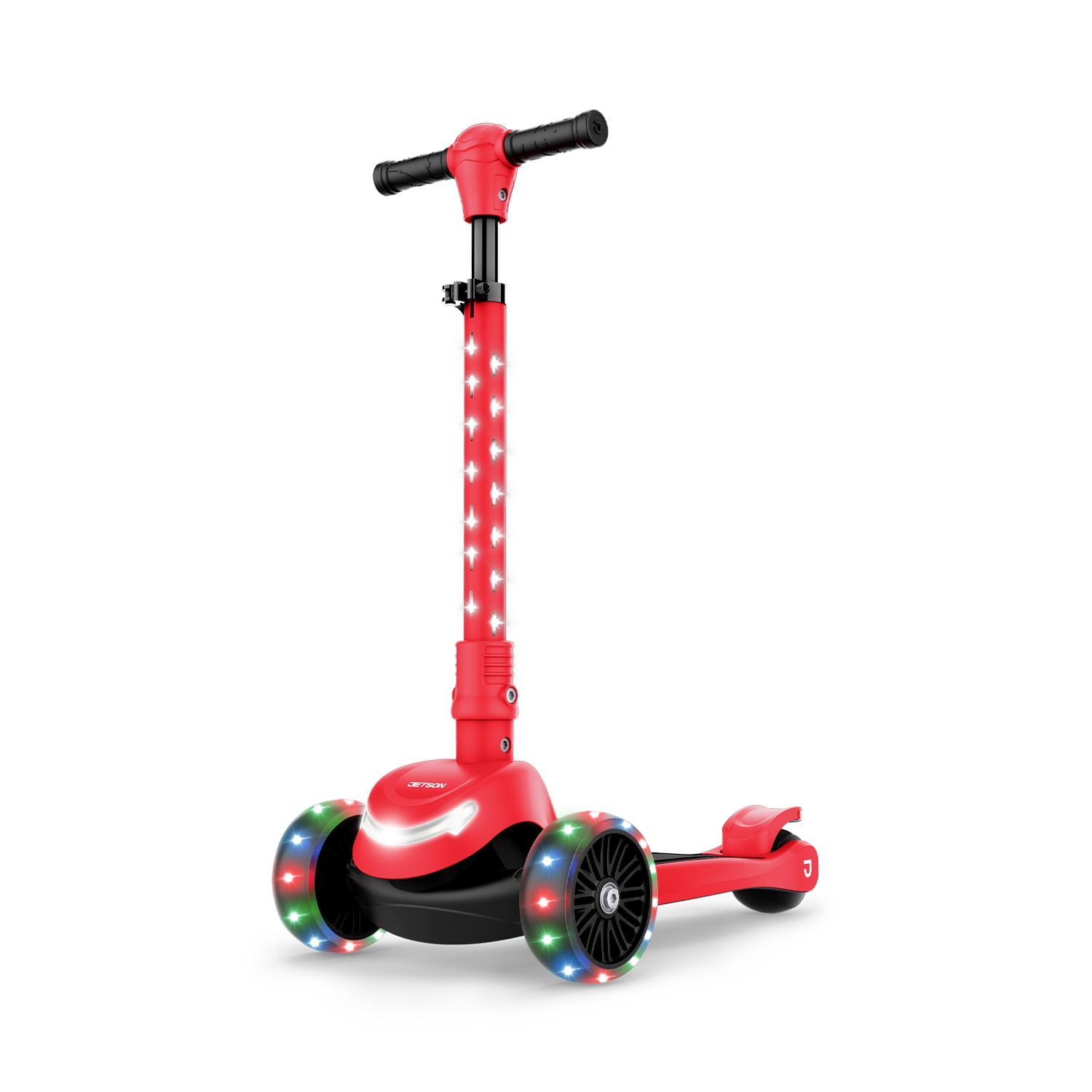 Jetson Jupiter Mini 3 Wheel Light-Up Kick Scooter with Adjustable Handlebar, Red