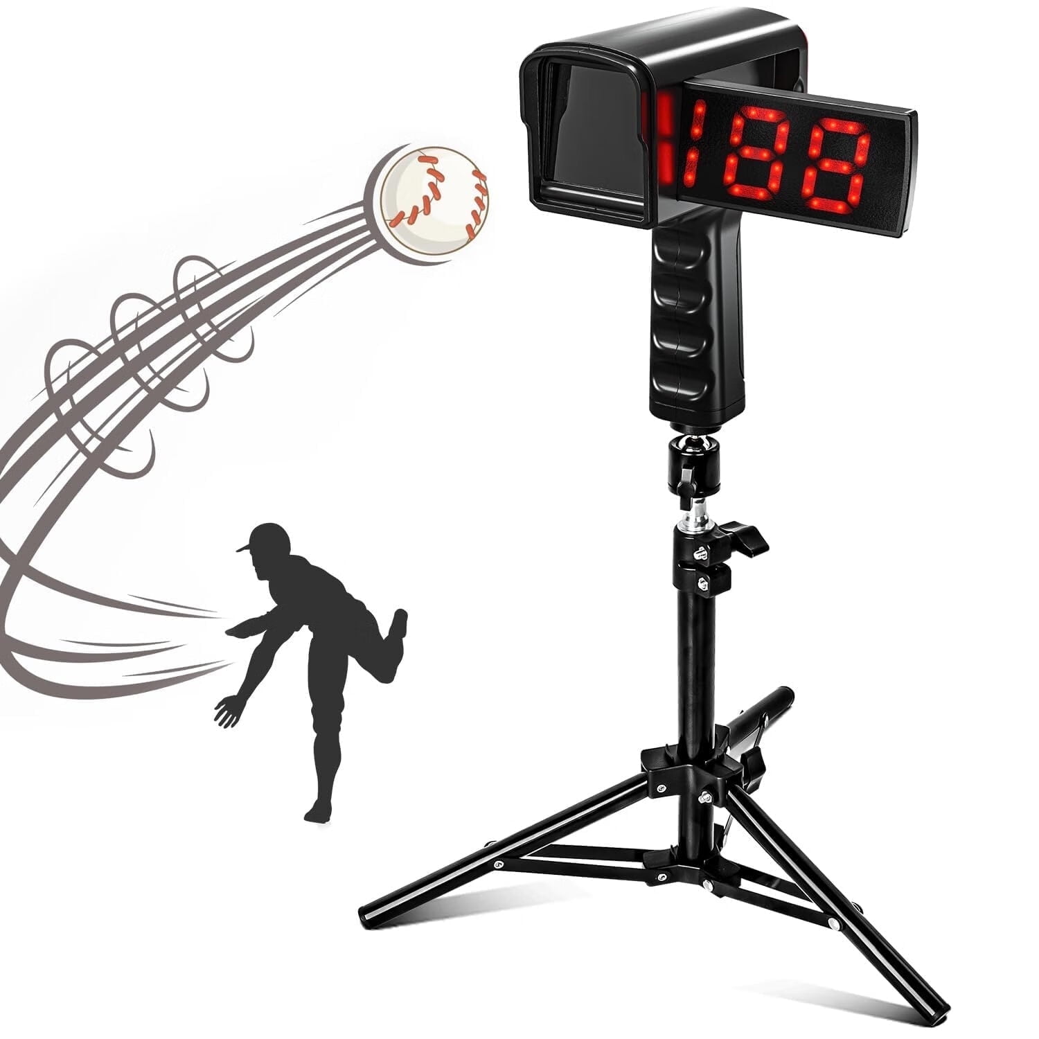 CureCalor Baseball Radar Gun, LED+LCD Large Display, Speed Sensors with Adjustable Tripod