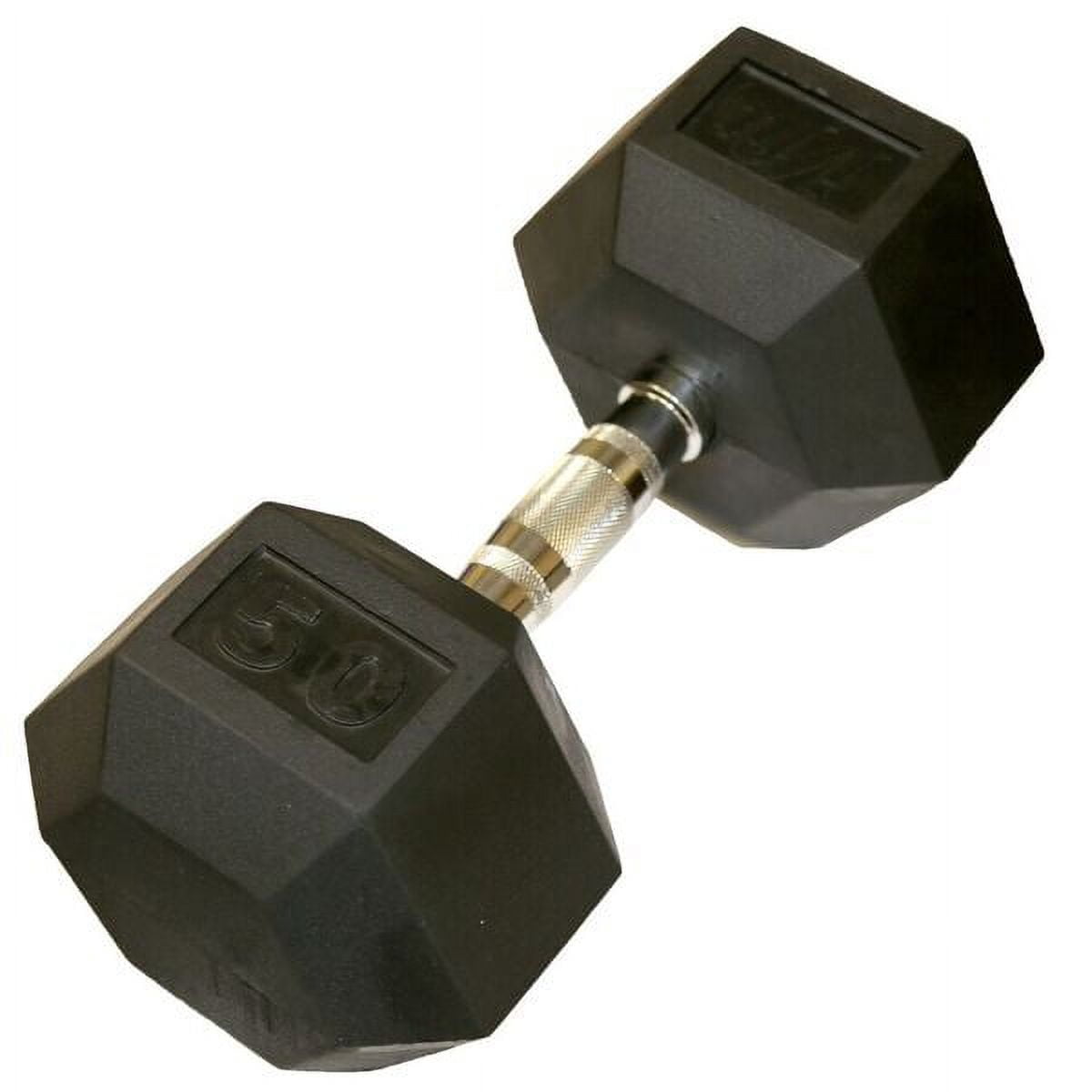 JFIT Rubber Hex Dumbbell - 15 Size, Single and Pair Options, 4-50lbs - Shaped Heads Prevent Rolling and Injury - Ergonomic Hand Weights for Exercise, Therapy, Muscle, Strength and Weight Training