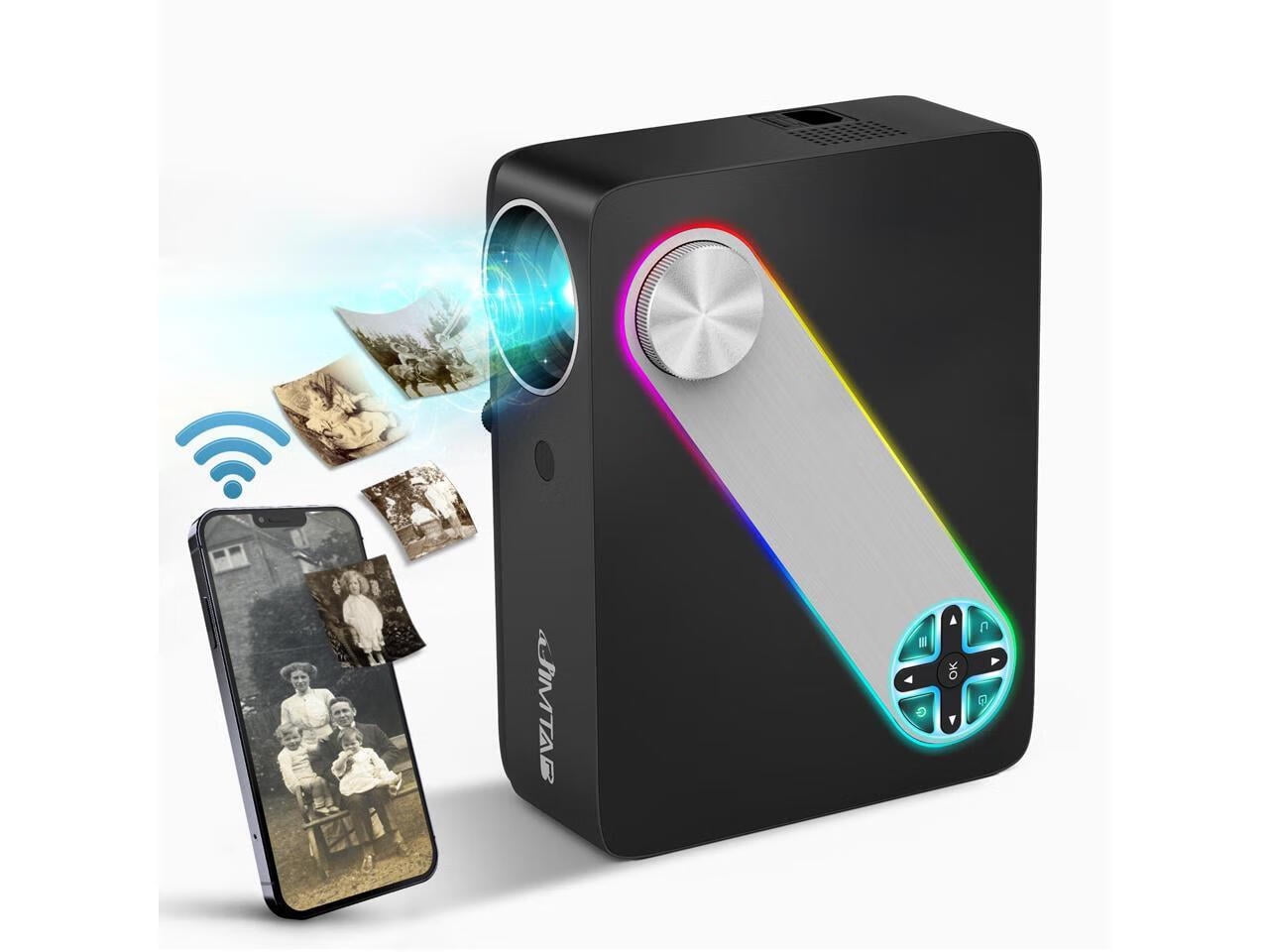 JIMTAB M22 Native 1080P WiFi Video Projector,Short Throw Screen Mirroring 2.4G 5G Projector Compatible with iPhone and Android