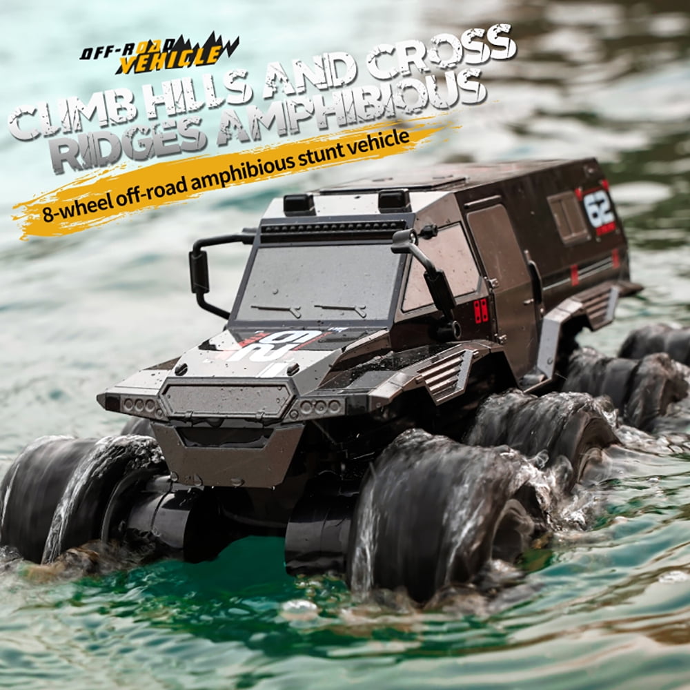 JJRC Q137 4WD Water Land RC Armored Vehicle Car 2.4Ghz Amphibious Remote Control Truck Cars, Black