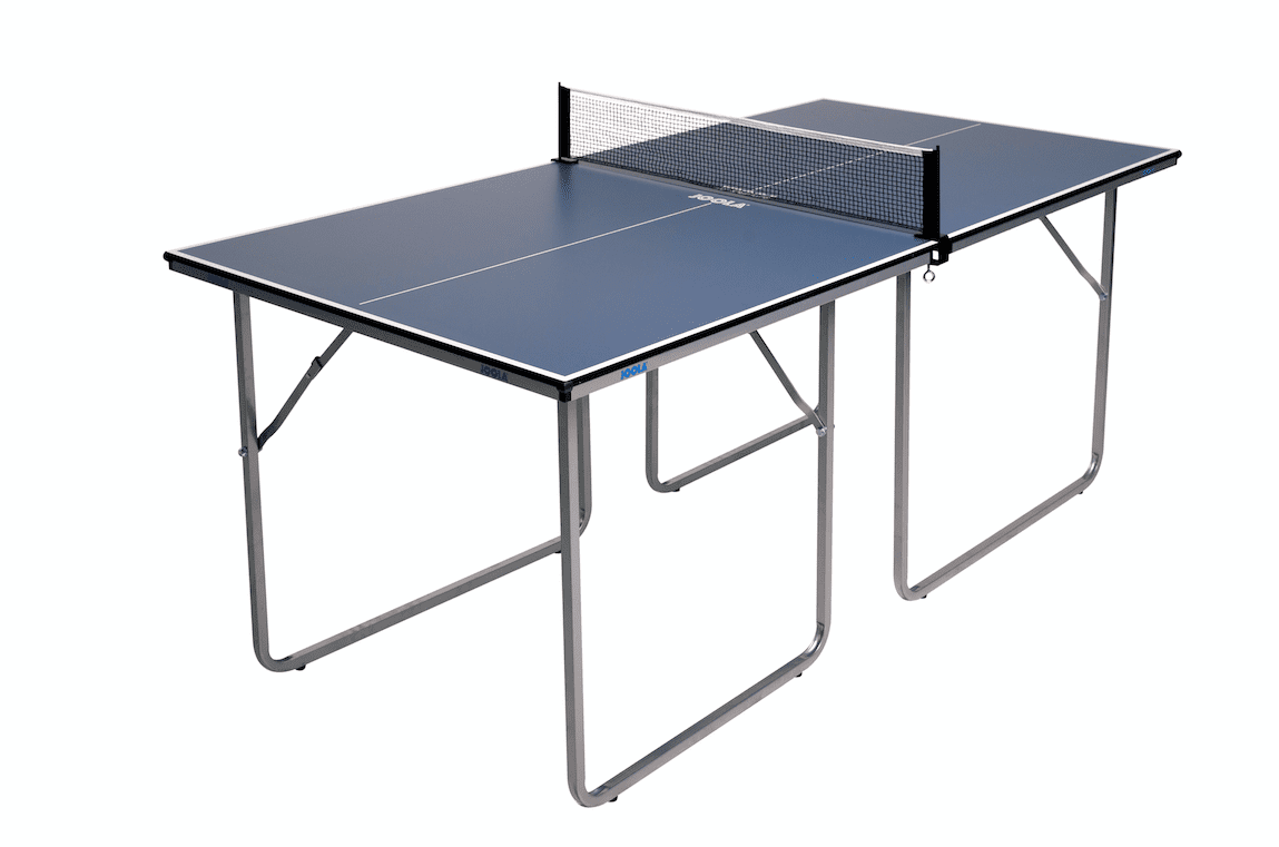 JOOLA Midsize Compact Table Tennis Table with Ping Pong Net Set, 12mm Surface, 6' x 3', Blue