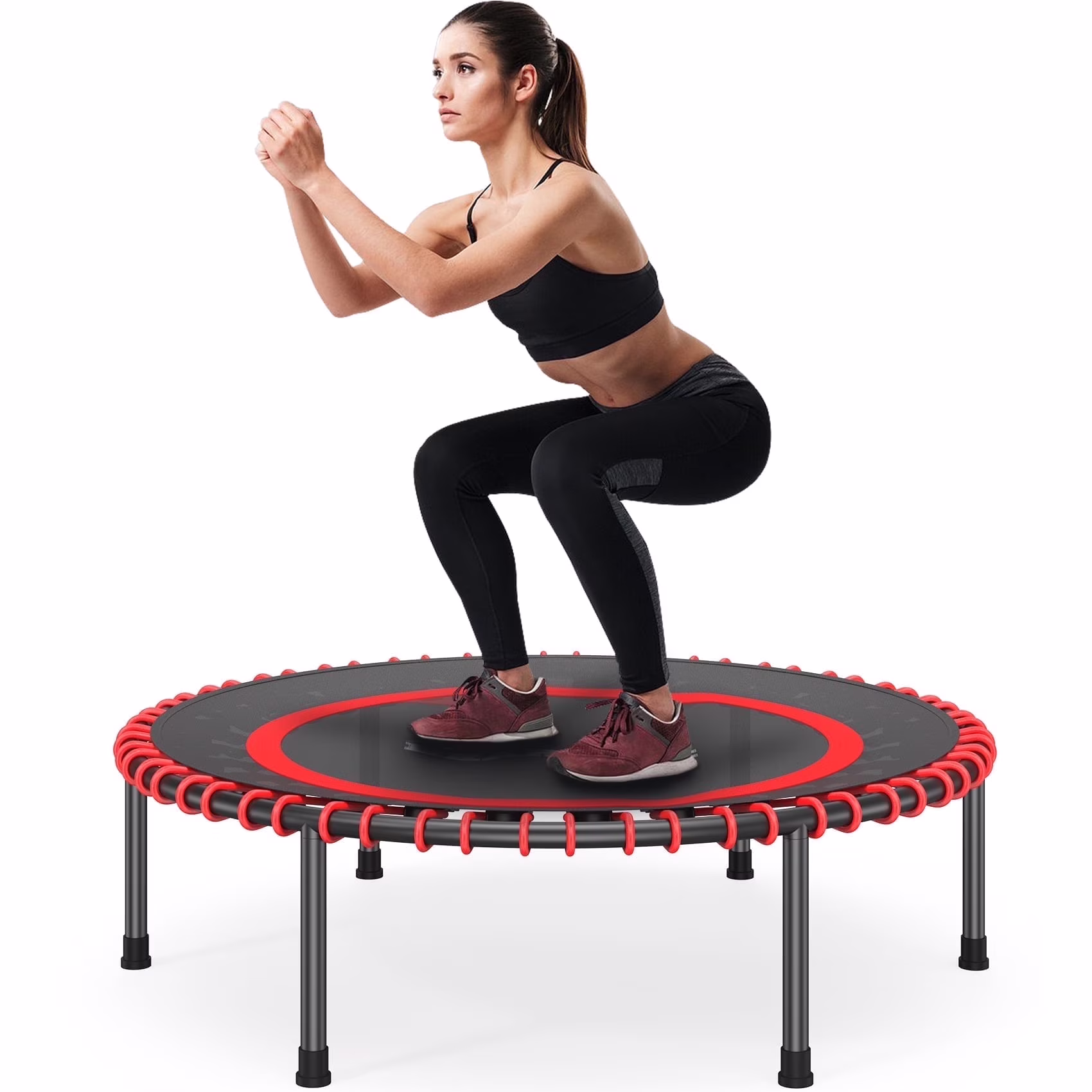 JOZ Mini Trampoline, 40 inch Fitness Trampoline with Bungees,Rebounder Trampoline for Adults/Kids, Workout 300 lb Weight