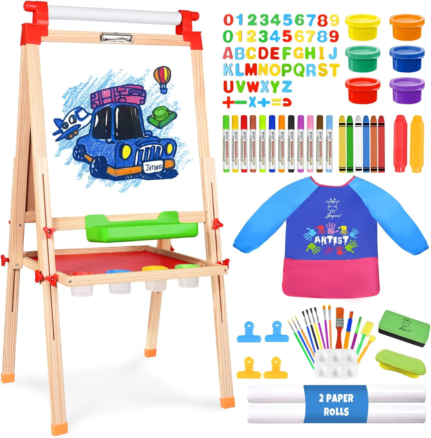 JOYOOSS 38" - 50" Adjustable Wood Double-Sided Magnetic Art Easels