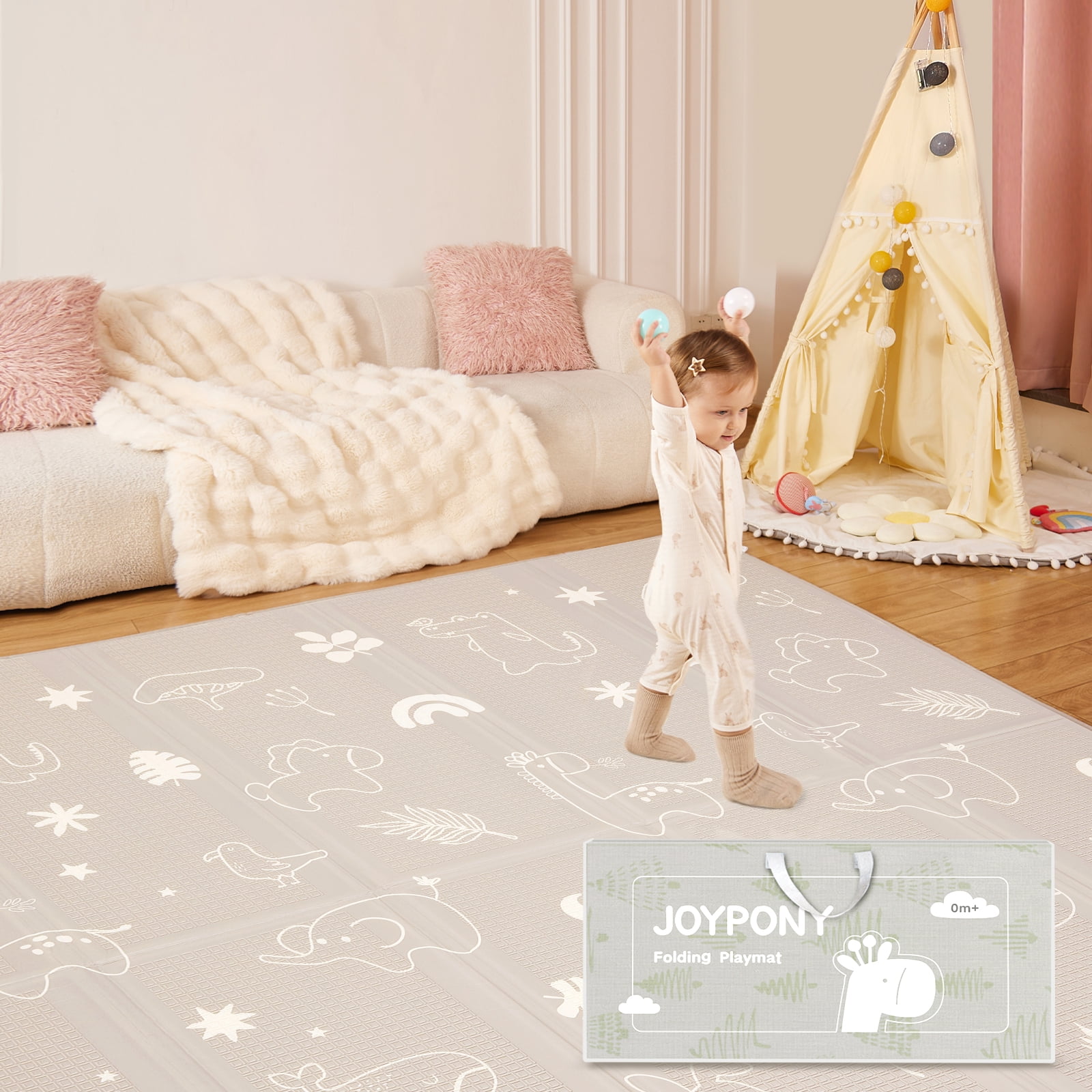 Joypony Baby Play Mat, 79" x 71" Extra Large Reversible Anti-Slip Waterproof Baby Crawling Mat Unisex