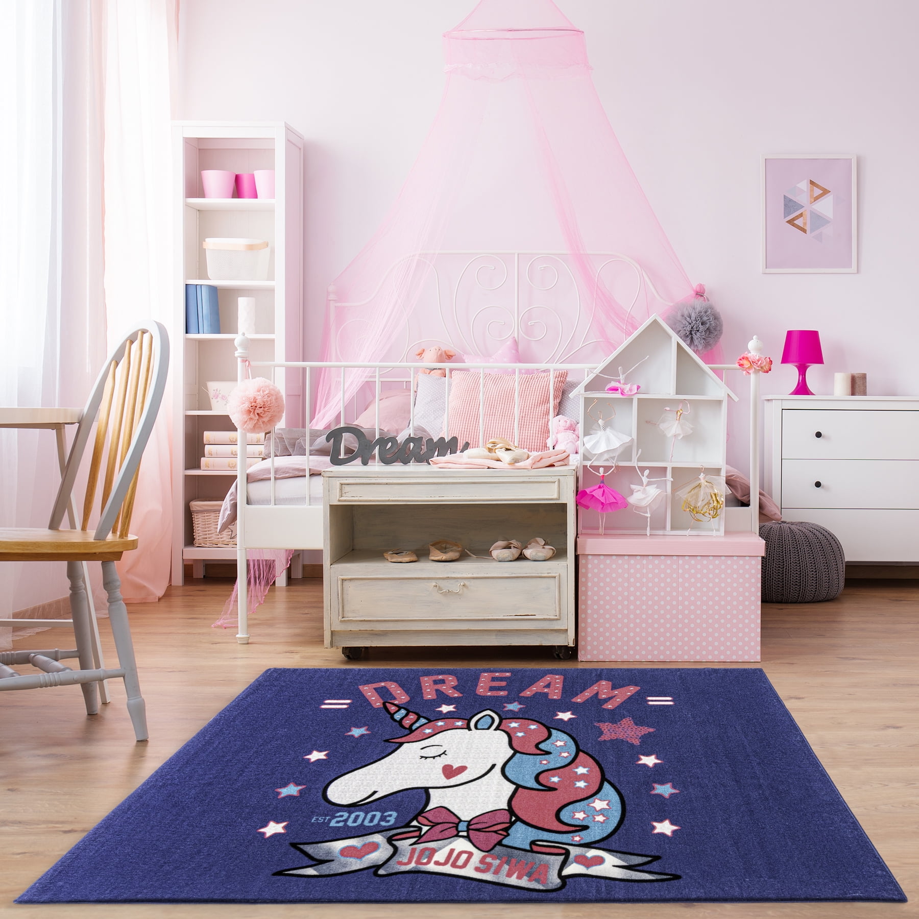 Jojo Siwa Unicorn HD Digitally Printed Rug, 4'6"x6'6"