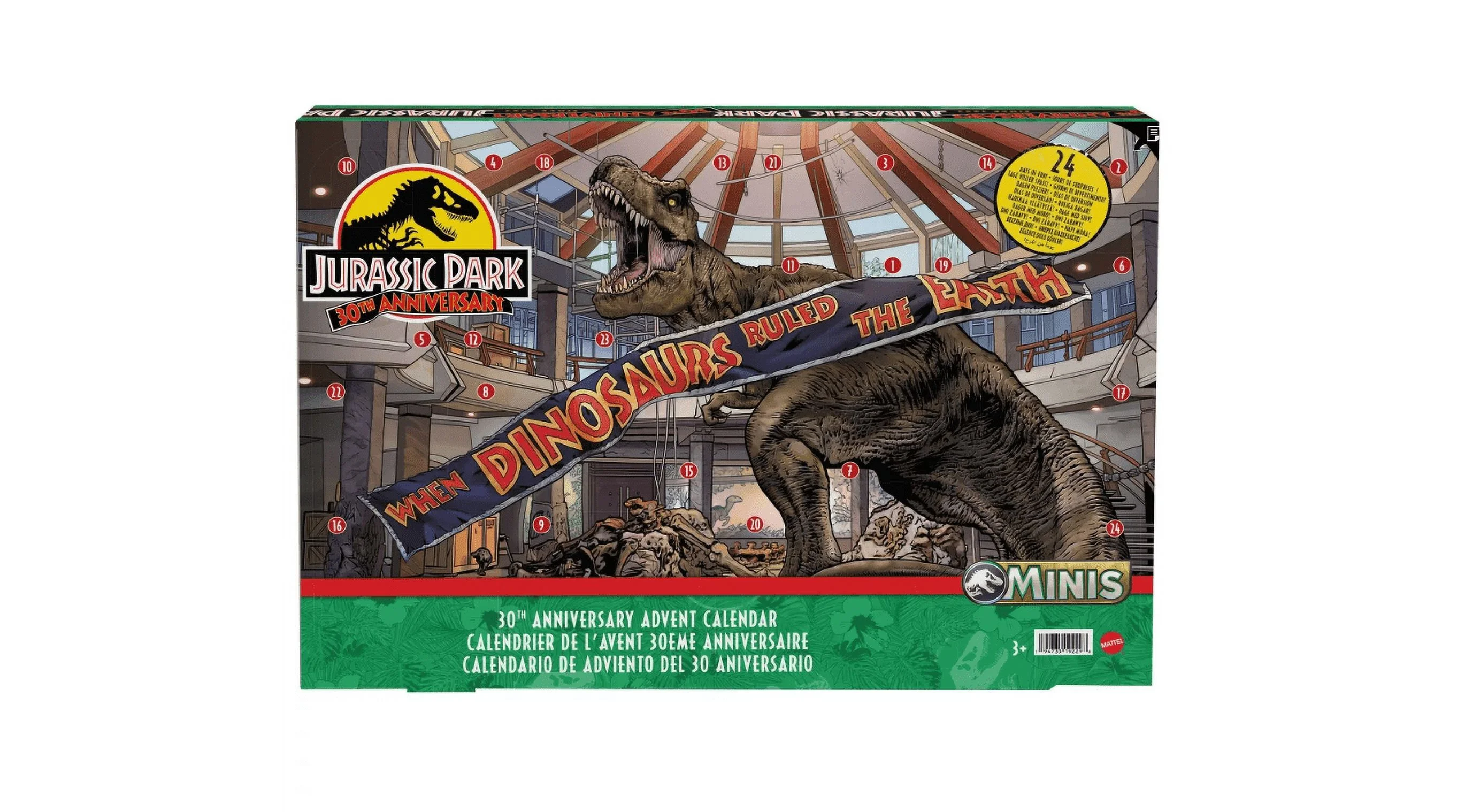 Jurassic World 30th Anniversary Holiday Advent Calendar Mini Dinosaur Figure Set