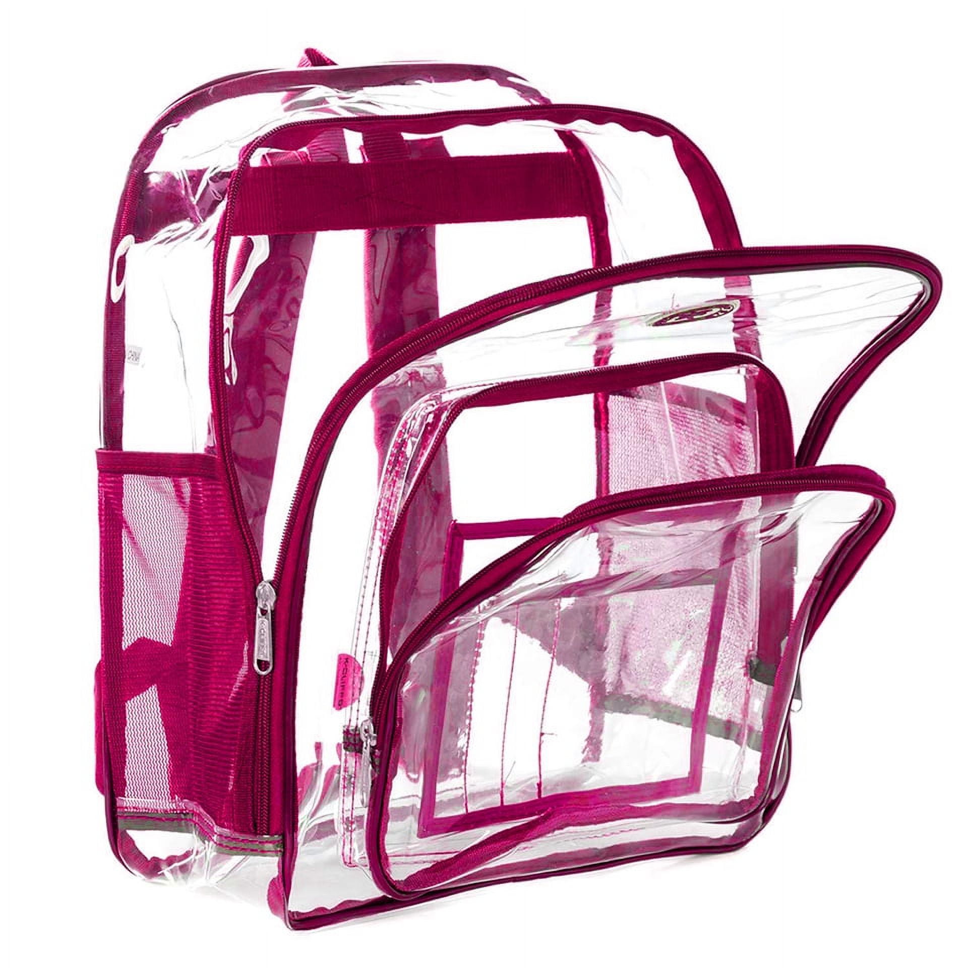 K-Cliffs 17" Unisex See-Through Clear 0.5mm PVC School Backpack, Hot Pink