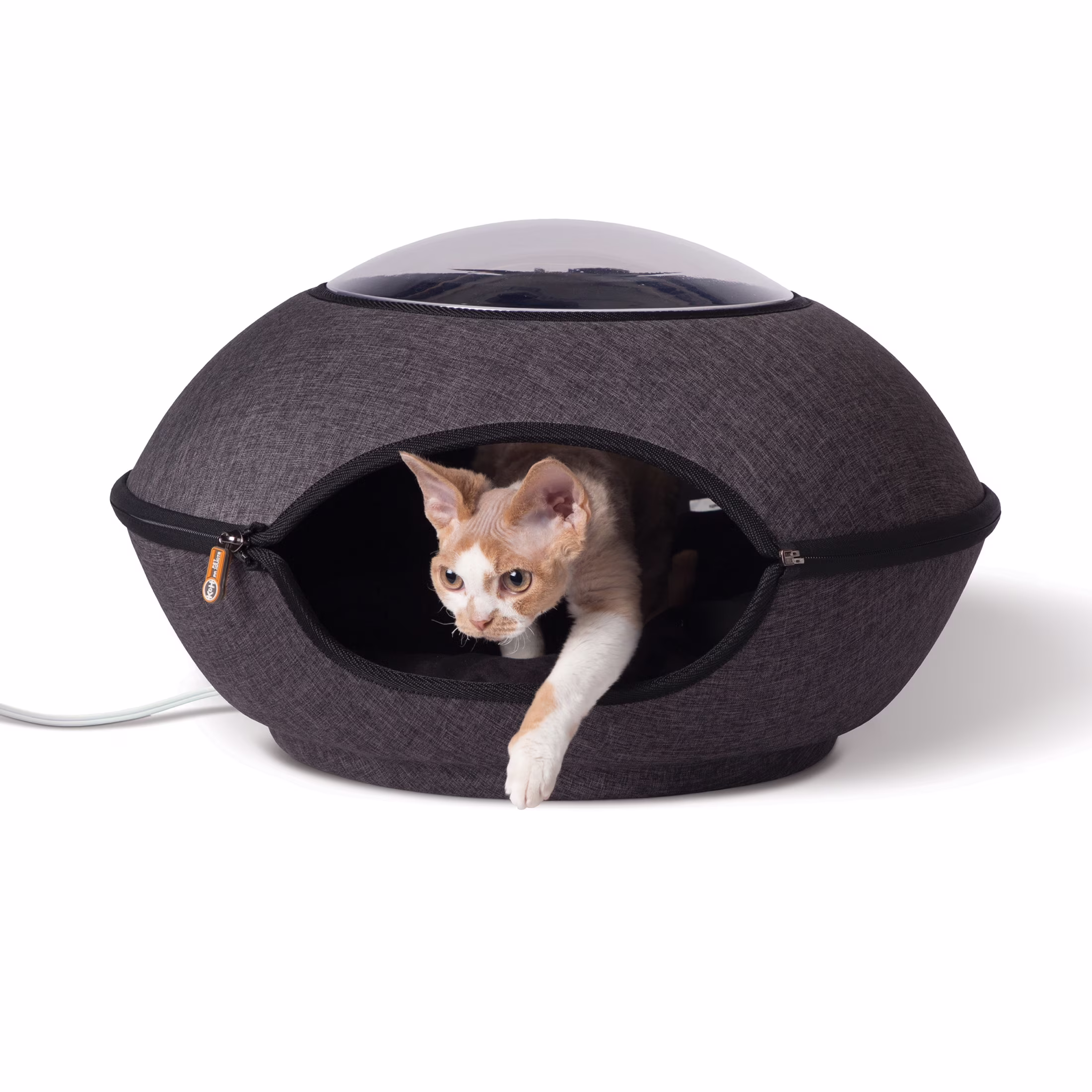 K&H Pet Products Thermo Lookout Pod Heated Cat Bed Classy Gray 22 Inches
