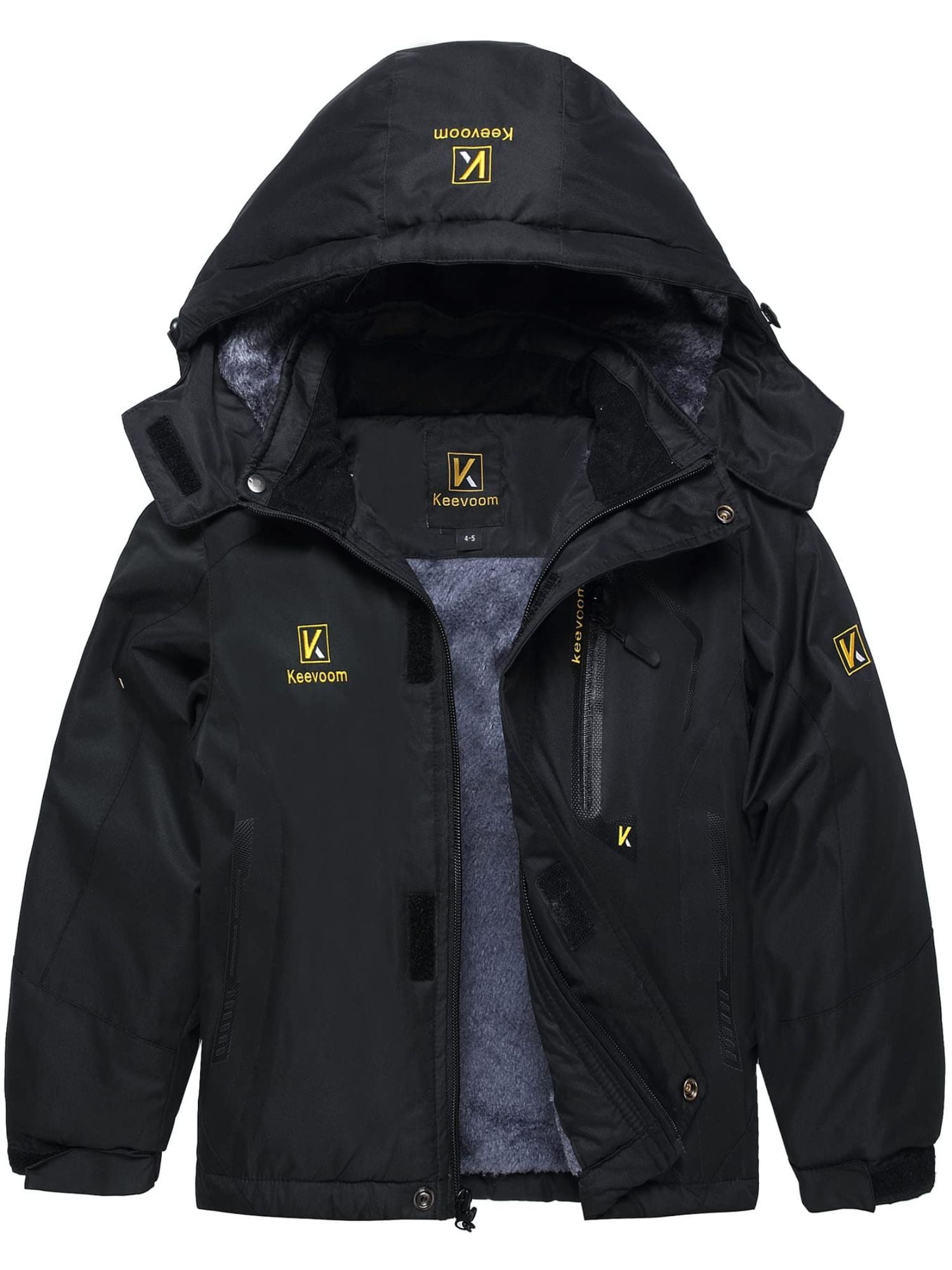 Keevoom Boys Fleece Ski Jacket Waterproof Kids Hooded Winter Warm Snow Coat