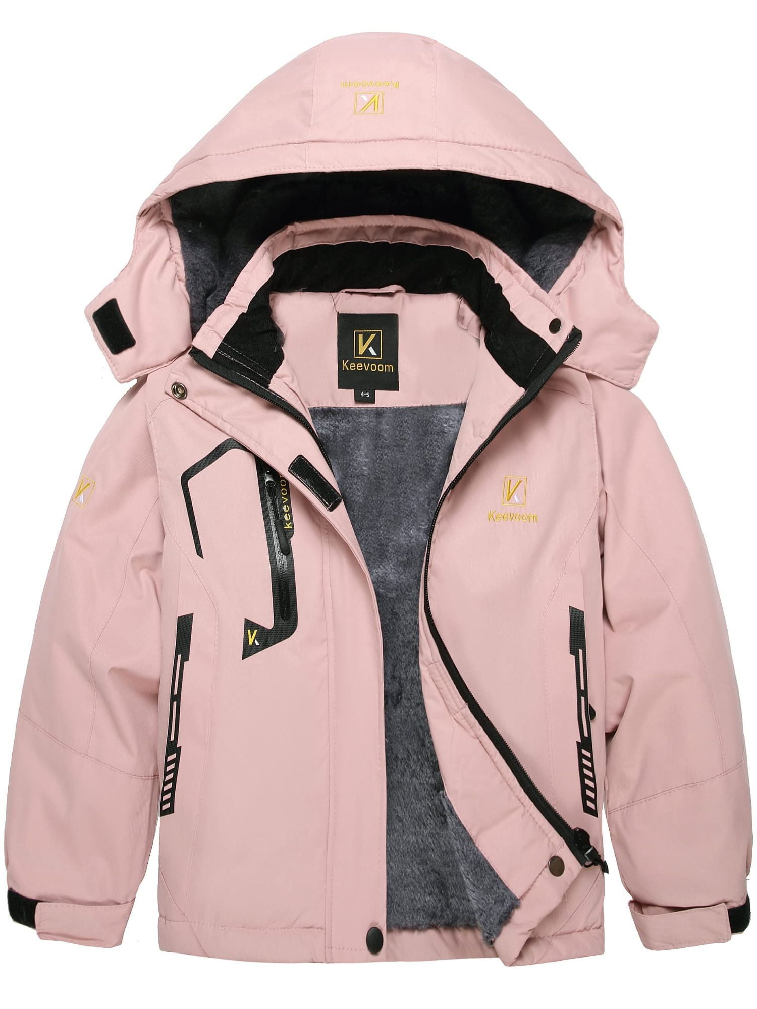 Keevoom Girls Waterproof Ski Jacket Kids Winter Warm Snow Coat Hood Fleece Raincoats
