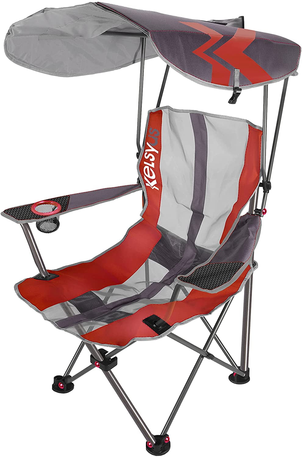 Kelsyus Original Foldable Canopy Chair for Camping, Tailgates, and Outdoor Events, Grey/Red