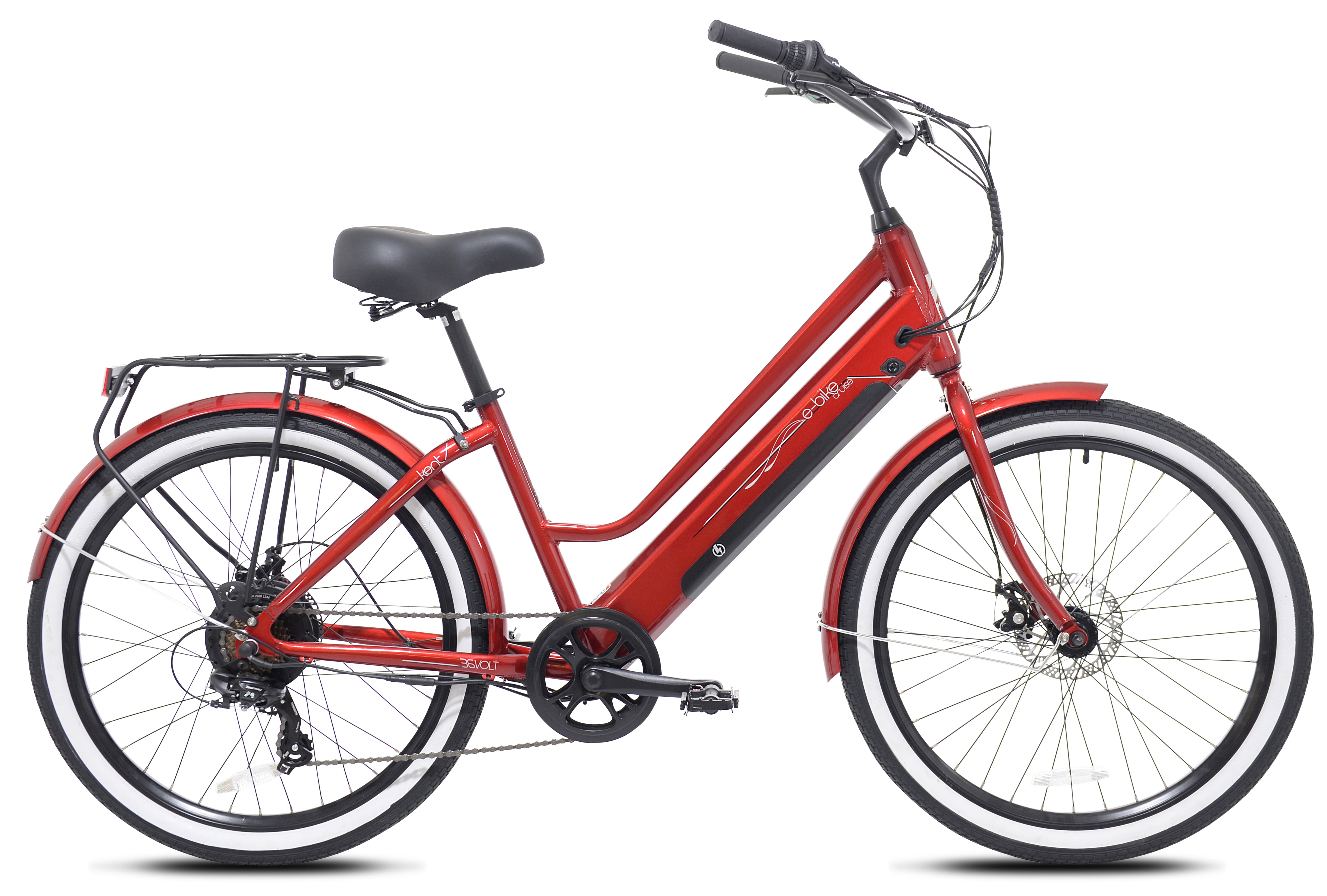 Kent Bicycle 26" 350W Adult Pedal Assist Cruiser Electric Bicycle, Red