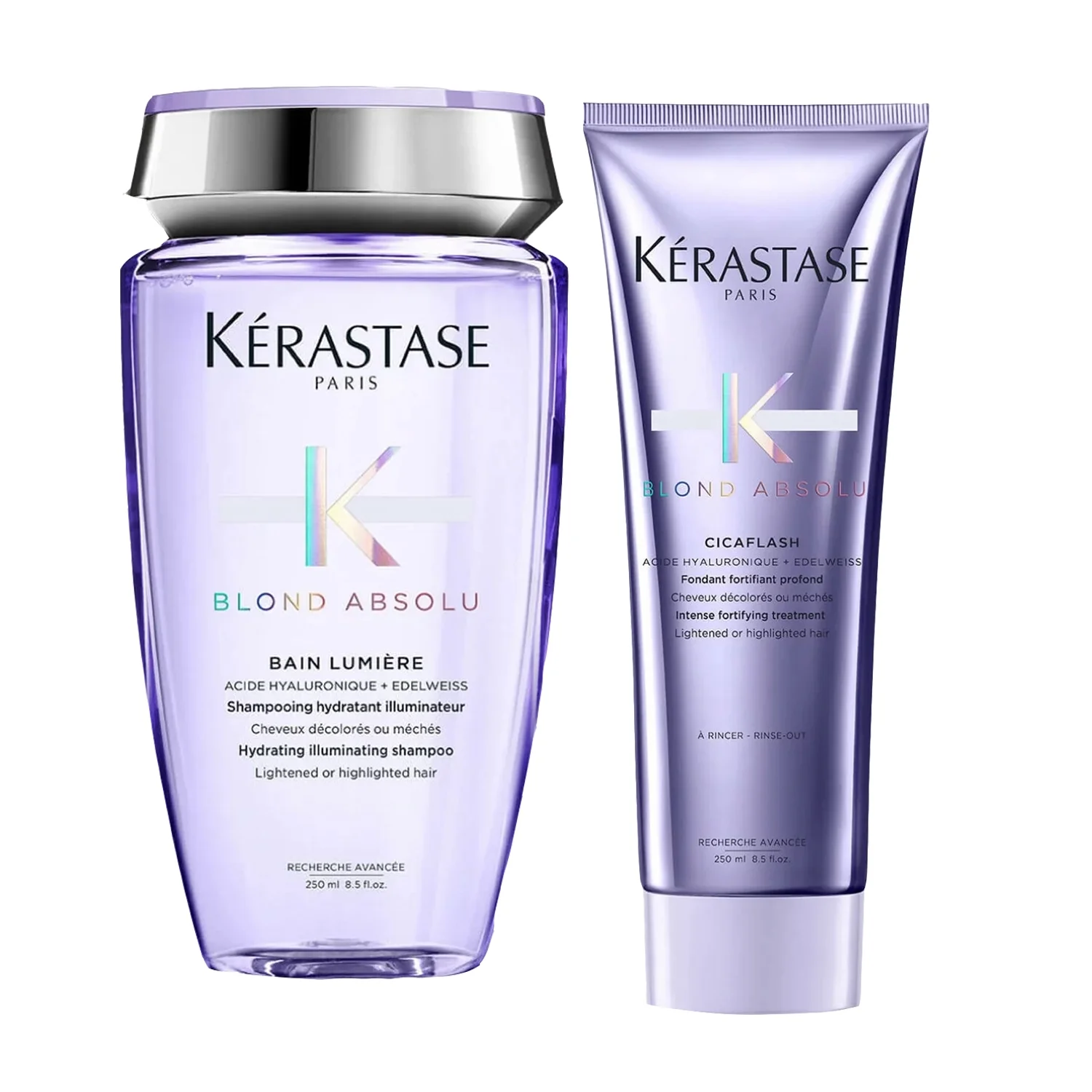 Kerastase Blond Absolu Hydrating Illuminating Shampoo and Intense Fortifying Conditioner for Lightened or Highlighted Hair, 8.5 oz each