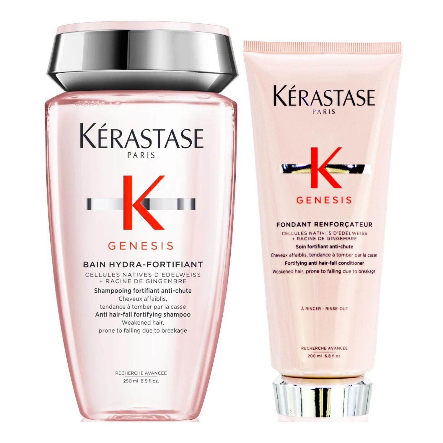 Kerastase Genesis Bain Hydra Fortifiant Shampoo 8.5 oz and Fondant Renforcateur Conditioner 6.8 oz Set