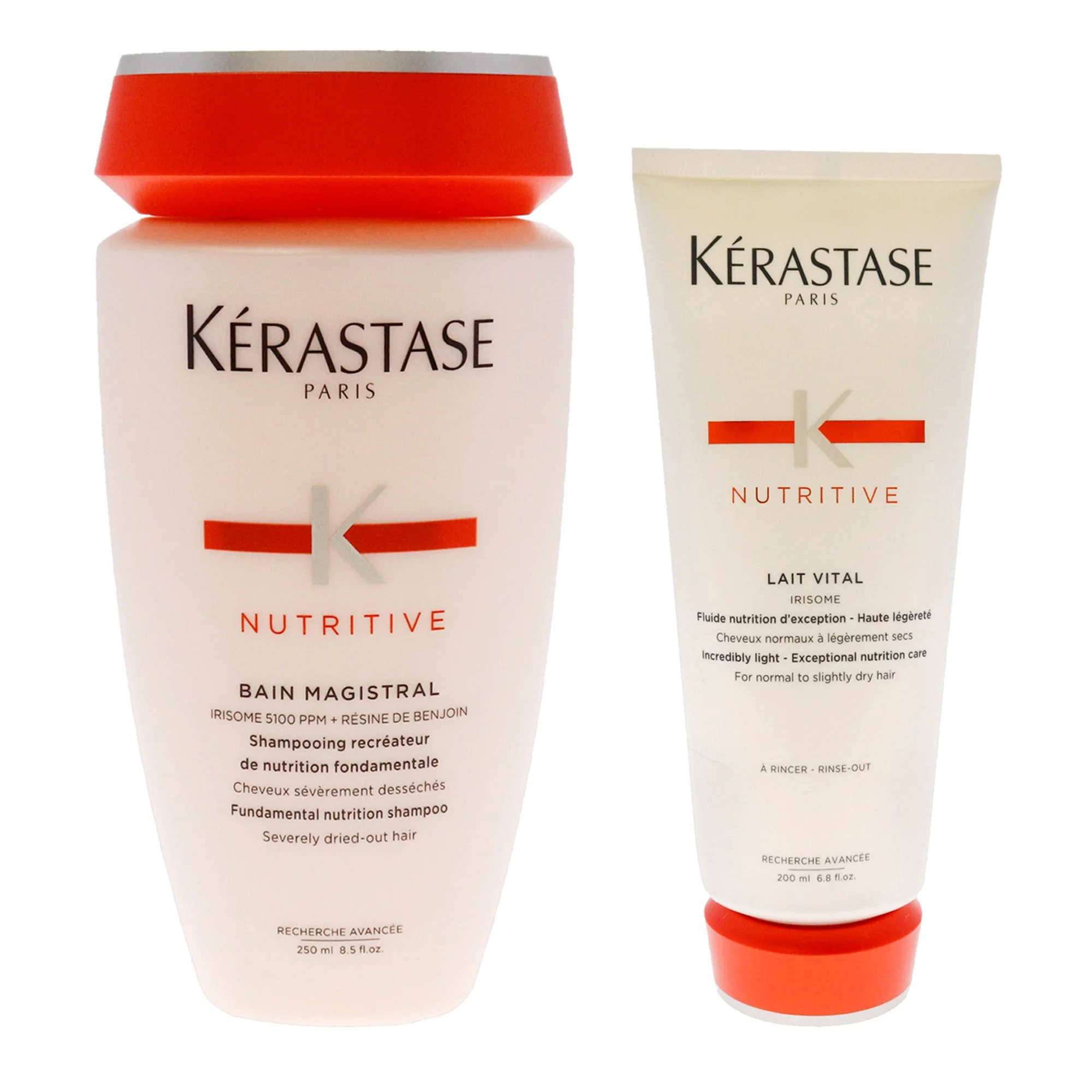 Kerastase Nutritive Bain Magistral Shampoo and Nutritive Lait Vital Conditioner 2 Pc Kit - 8.5oz Shampoo, 6.8 oz Conditioner