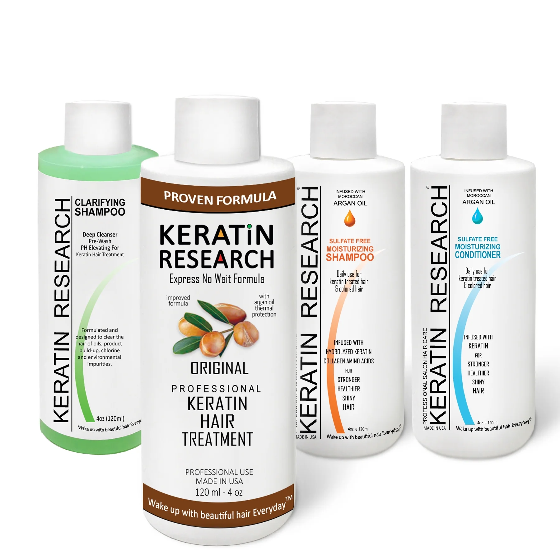 Keratin Research Original Formula Brazilian Keratin Blowout Hair Straightening Treatment 4 Bottles Value Kit Includes Sulfate keratina para alisar el pelo
