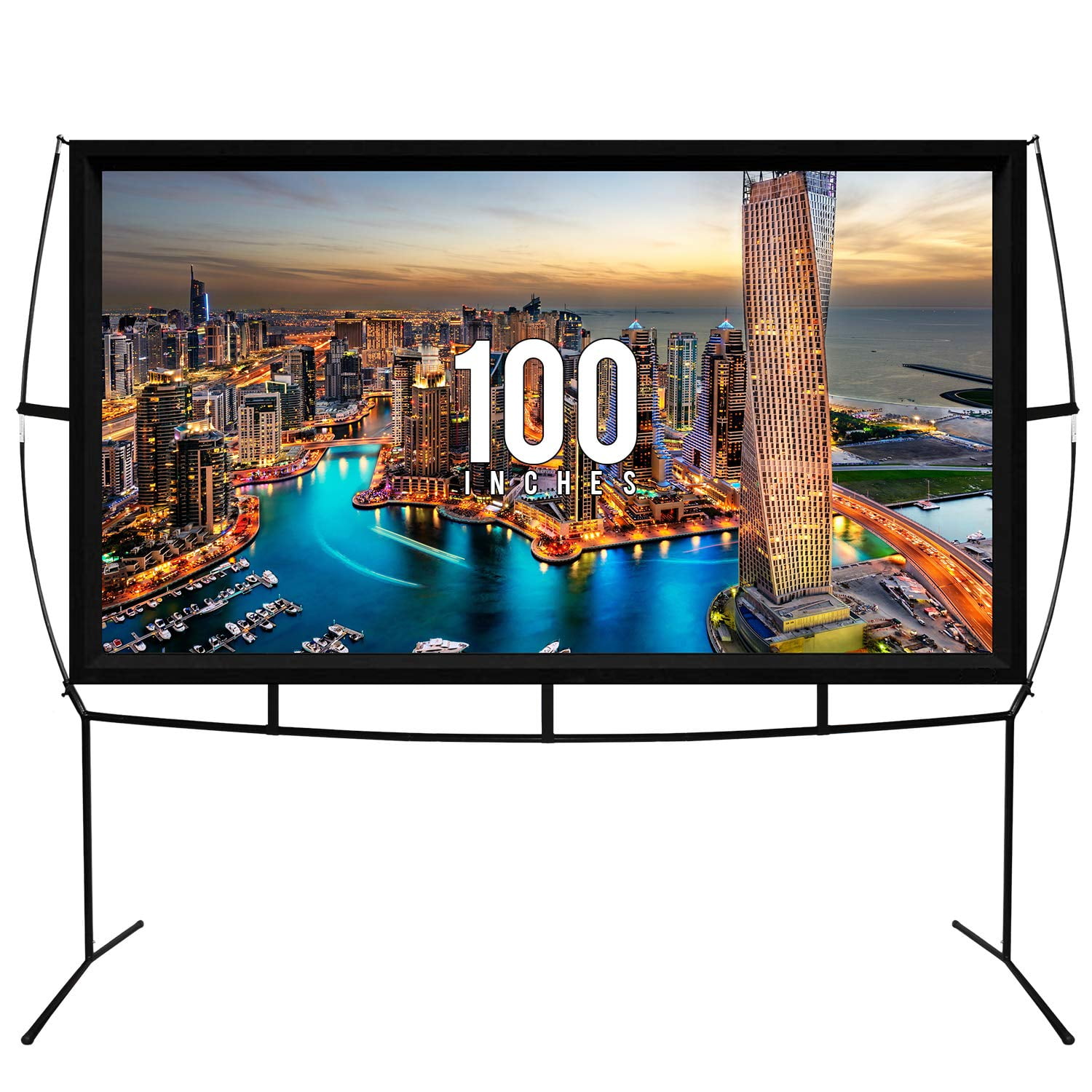 Khomo Gear Jumbo 100 Inch 16:9 Portable Outdoor and Indoor Theater Projector Screen with Stand Legs