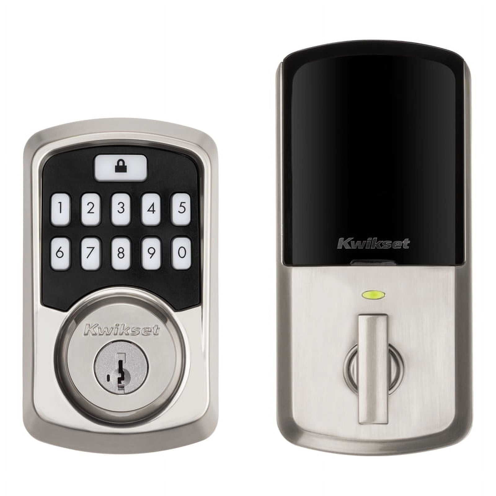 Kwikset Aura Bluetooth Smart Deadbolt Hardware Lock with Smartkey Satin Nickel