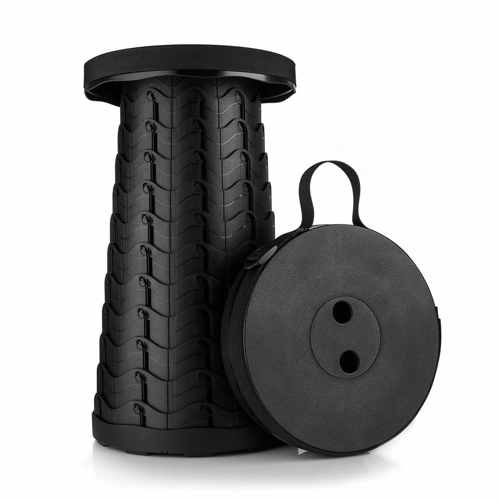 KAERMU Upgraded Folding Stool, Lightweight and Sturdy Fish Scale Structure, for Camping, Black