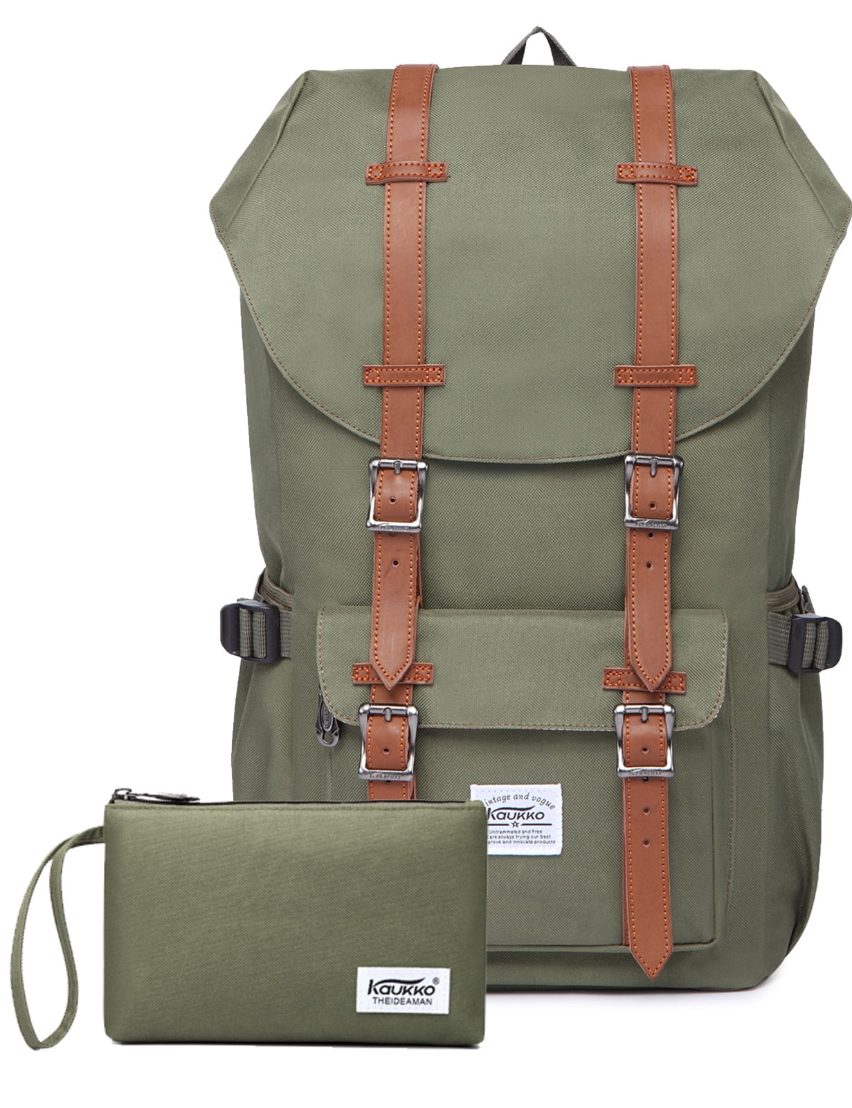 KAUKKO School Travel backpack for university flexible with laptop for 15",22L(Nylon Green2pc)