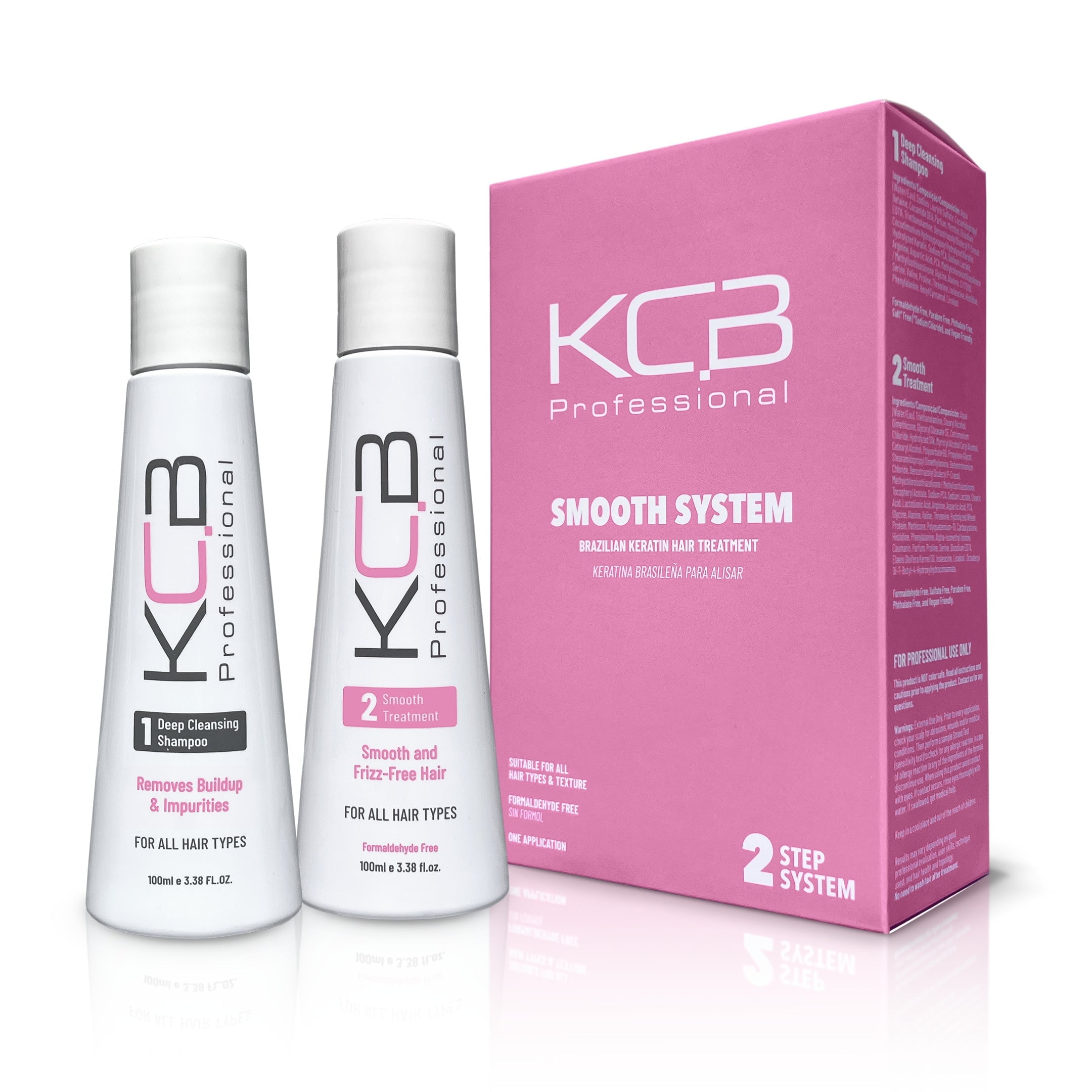 KCB Professional Smooth System, Brazilian Keratin Hair Treatment Kit at Home. All Hair Types.