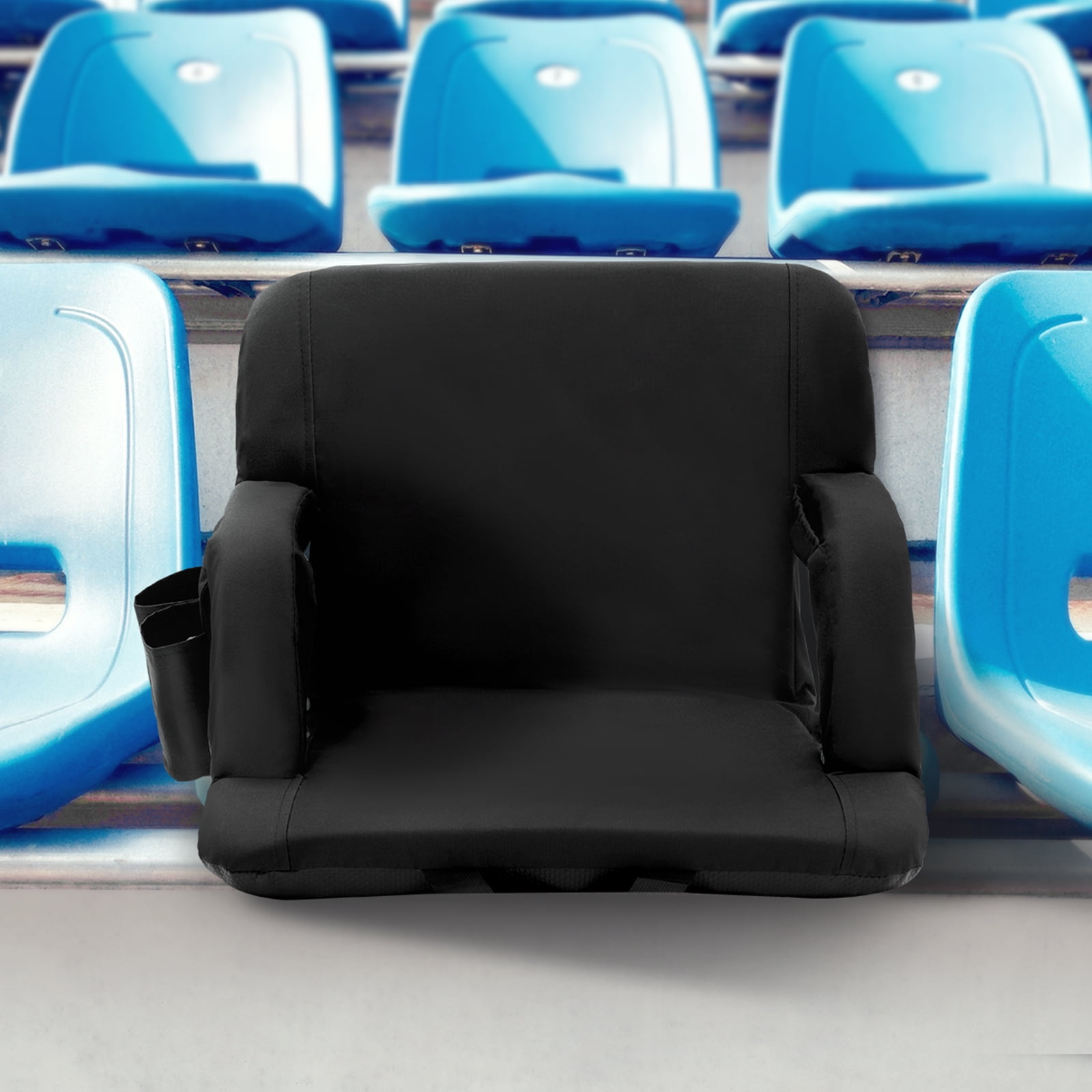 KFFKFF Stadium Seat, Support Wide Portable Reclining Stadium Bleacher Seat Chair with Back, Folding Padded Cushion Stadium Chair with Hook Pocket Cupholder