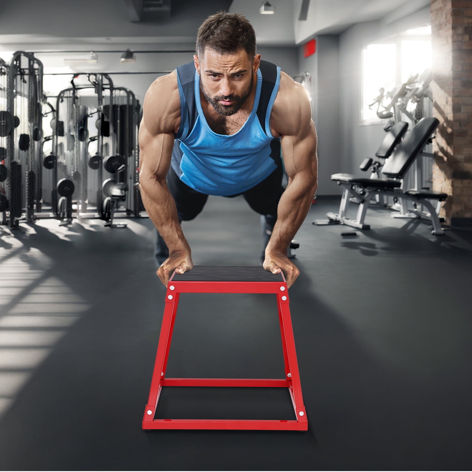 KFFKFF 18" Plyometric Jump Box Fitness Exercise Plyo Box Step Cross Antislip Red