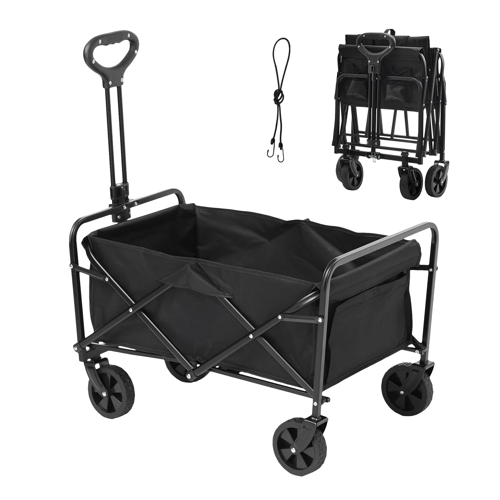 KFFKFF 220 lbs Heavy Duty Collapsible Folding Wagon 2 cu.ft Beach Wagon Cart,Made Of Durable 600D Oxford Fabric,One-touch Quick-folding Design For Easy And Space-saving Storage