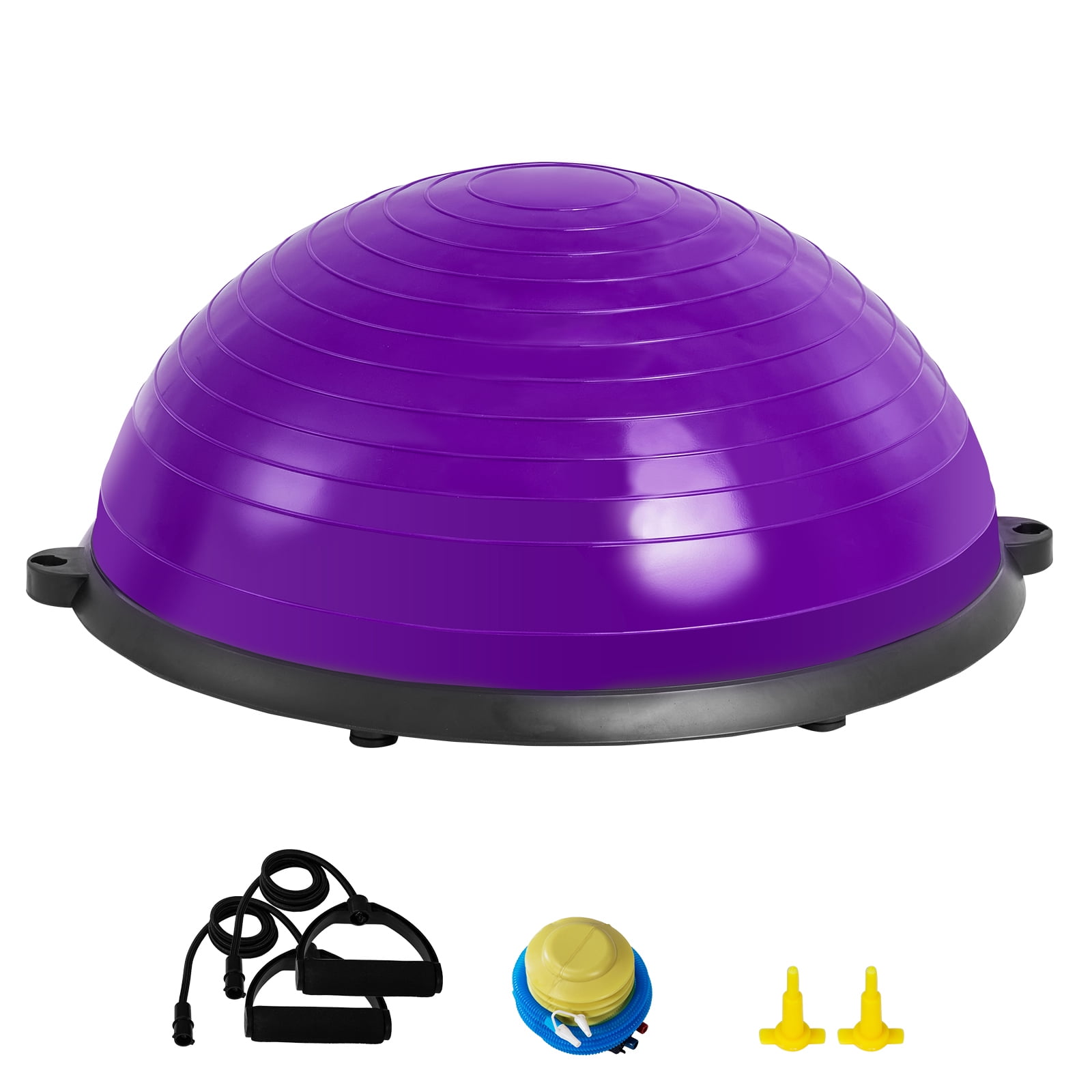 KFFKFF Half Balance Ball Trainer, 23-inch Stability Ball with a 660lbs Weight Limit, Includes Resistance Bands & Foot Pump for a Comprehensive Home Gym Experience, Ideal for Full Body Fitness, Purple